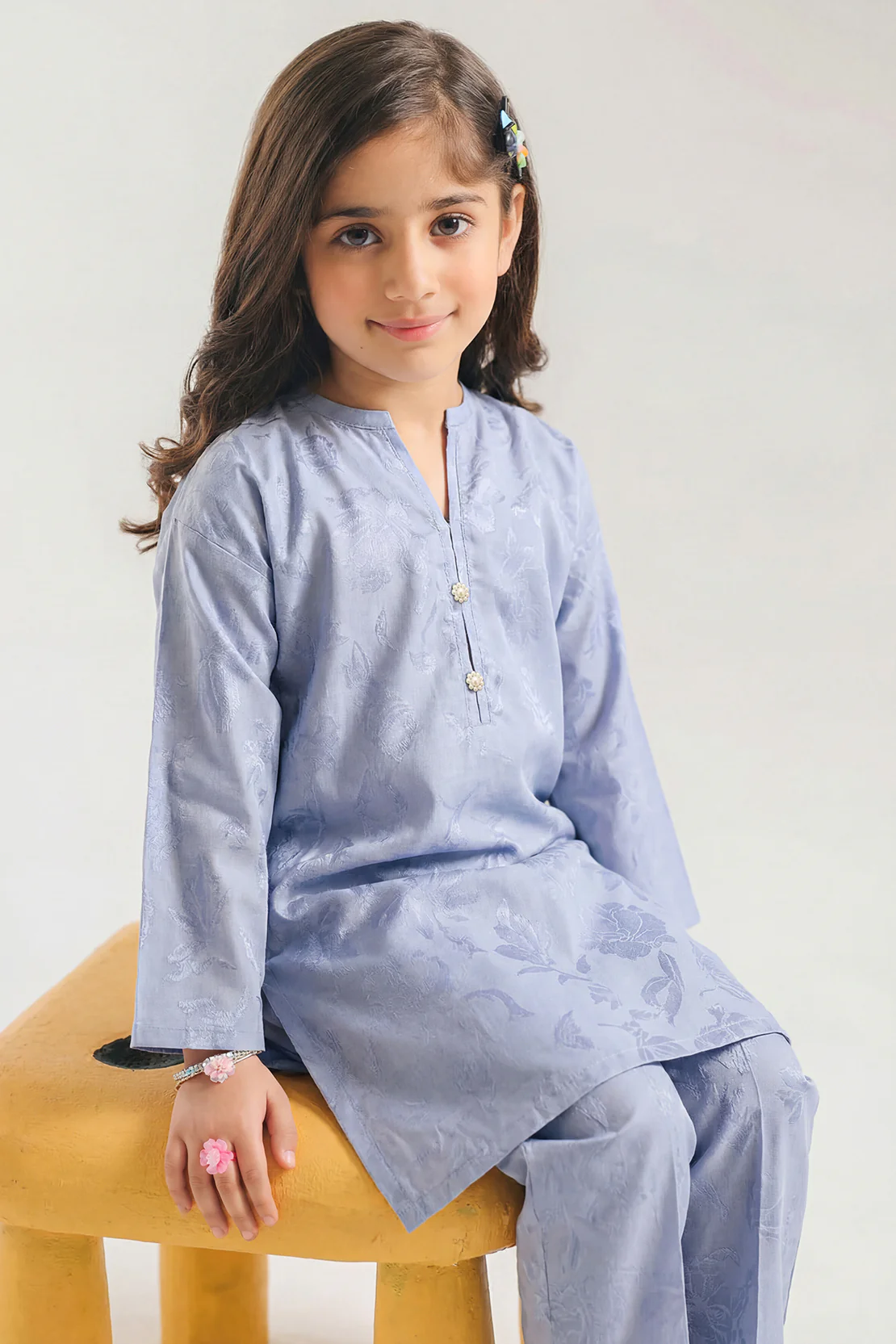 Stitched Cotton Jacquard 2 Piece (Shirt/trouser) For Kids