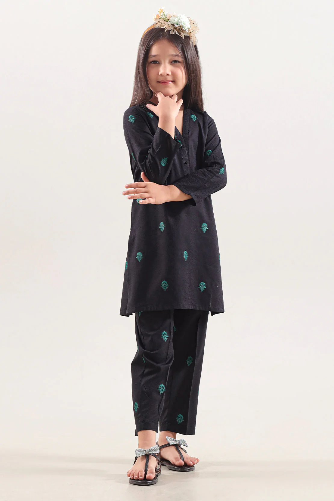 Stitched Cotton Jacquard 2 Piece (Shirt/trouser) For Kids