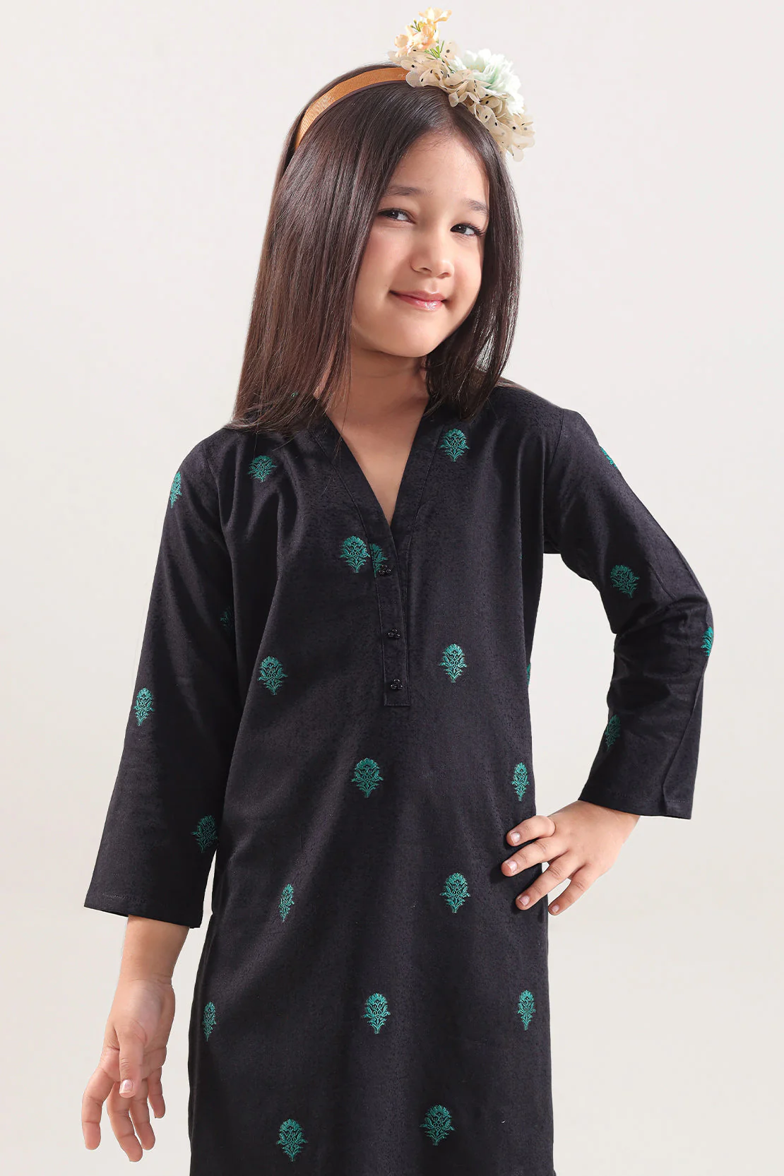 Stitched Cotton Jacquard 2 Piece (Shirt/trouser) For Kids - Image 2