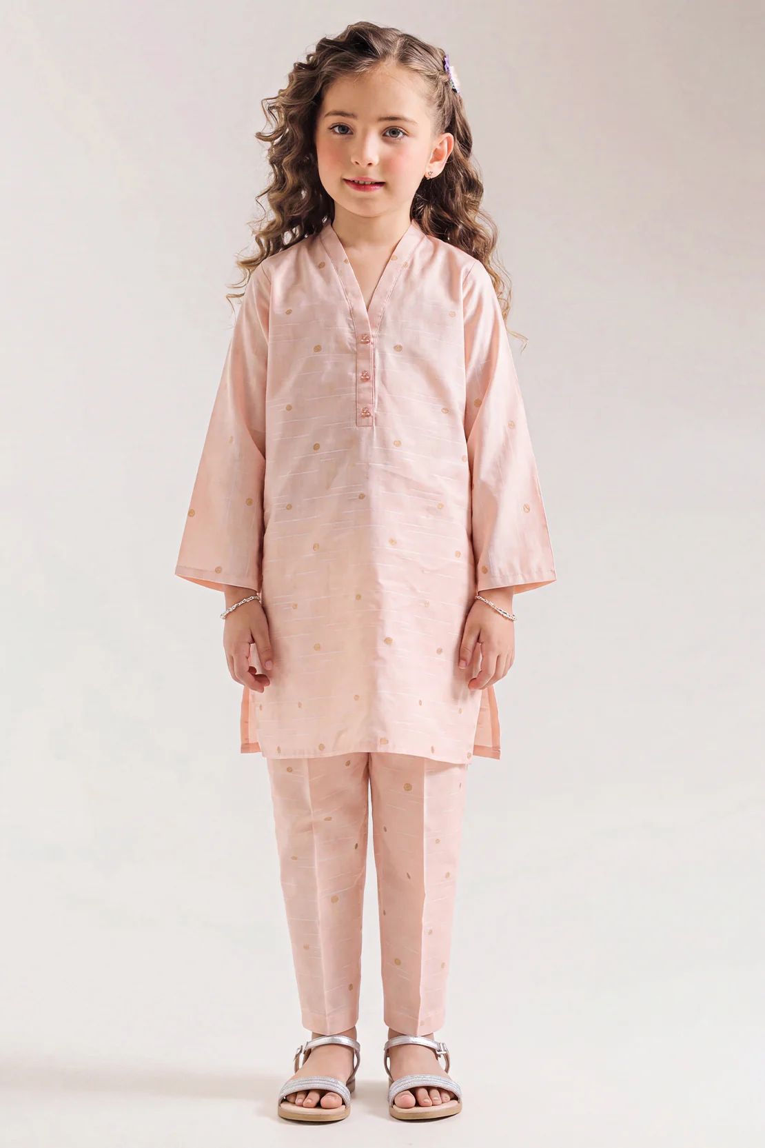 Stitched Cotton Jacquard 2 Piece (Shirt/trouser) For Kids