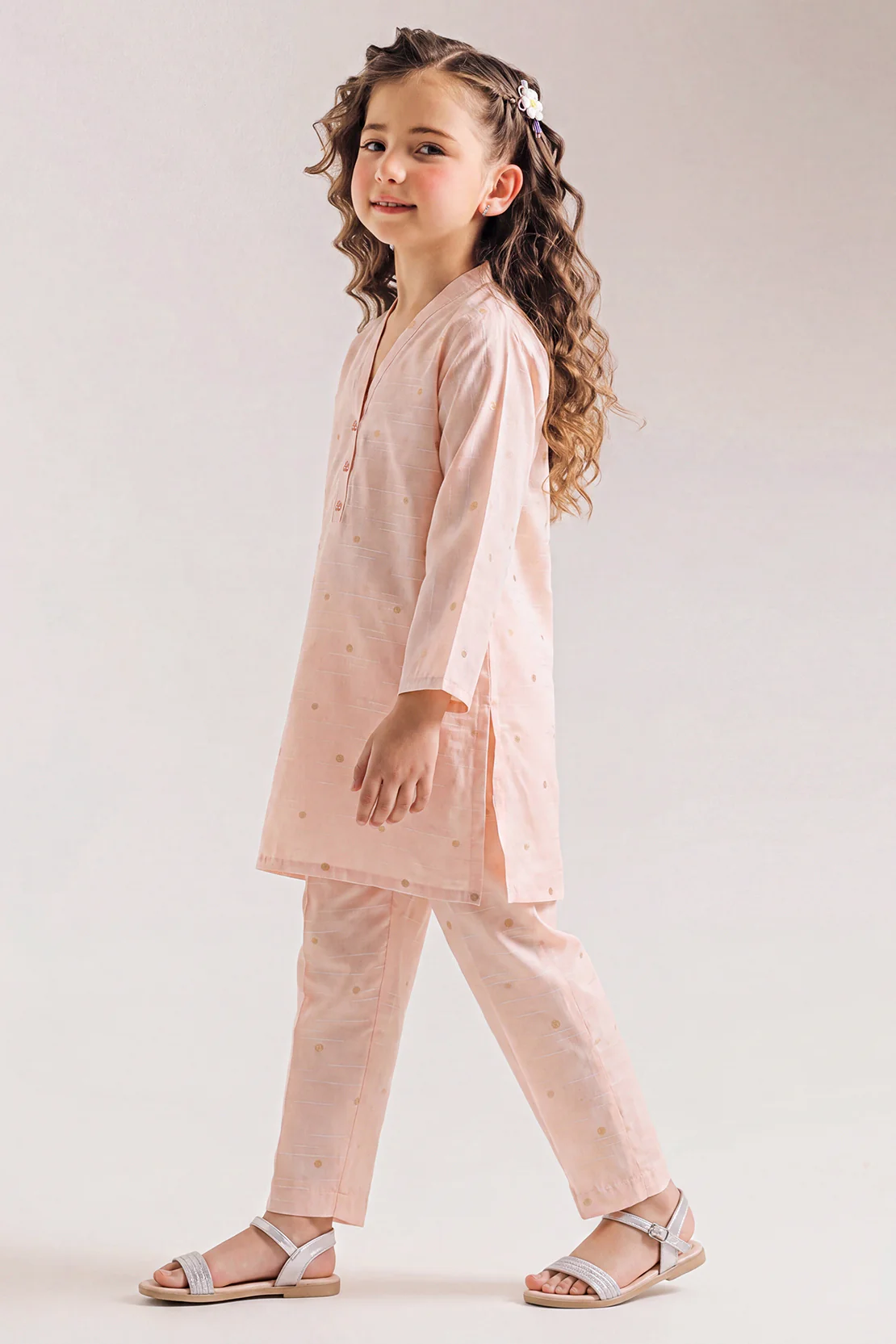 Stitched Cotton Jacquard 2 Piece (Shirt/trouser) For Kids - Image 3