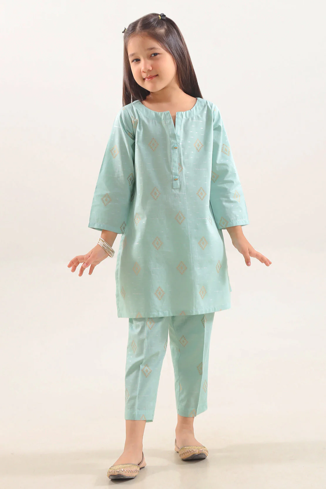 Stitched Cotton Jacquard 2 Piece (Shirt/trouser) For Kids