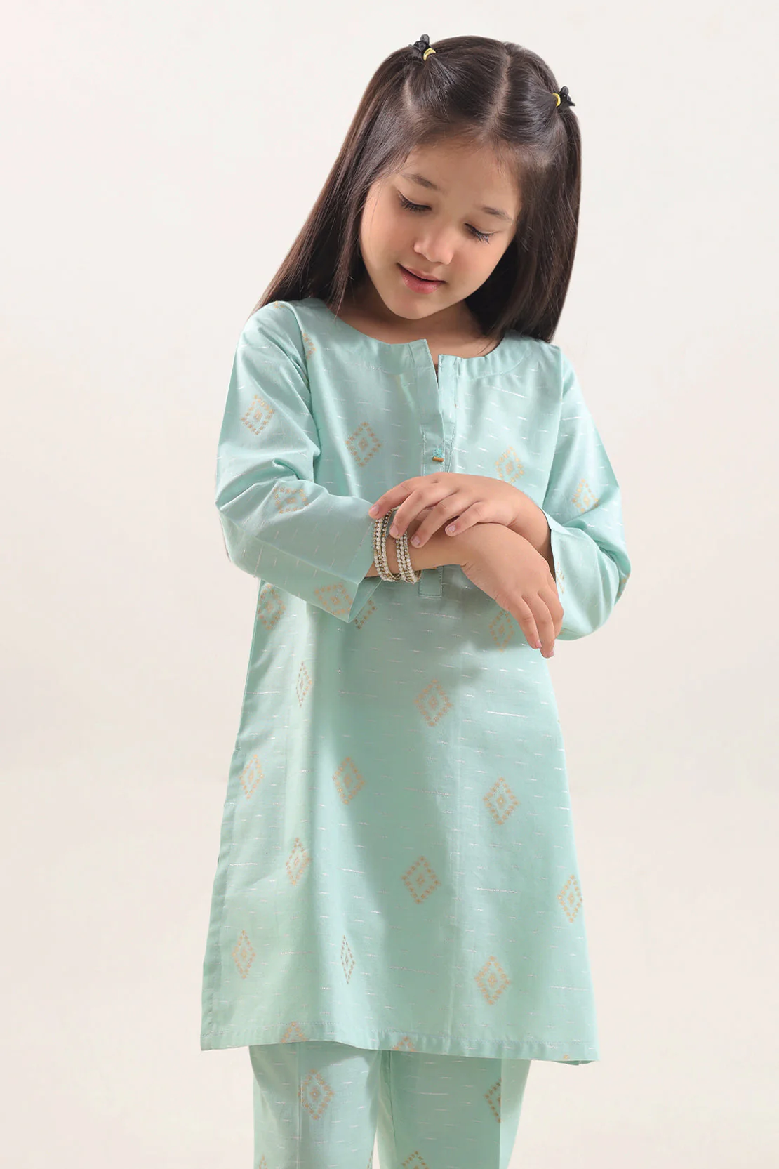 Stitched Cotton Jacquard 2 Piece (Shirt/trouser) For Kids - Image 3