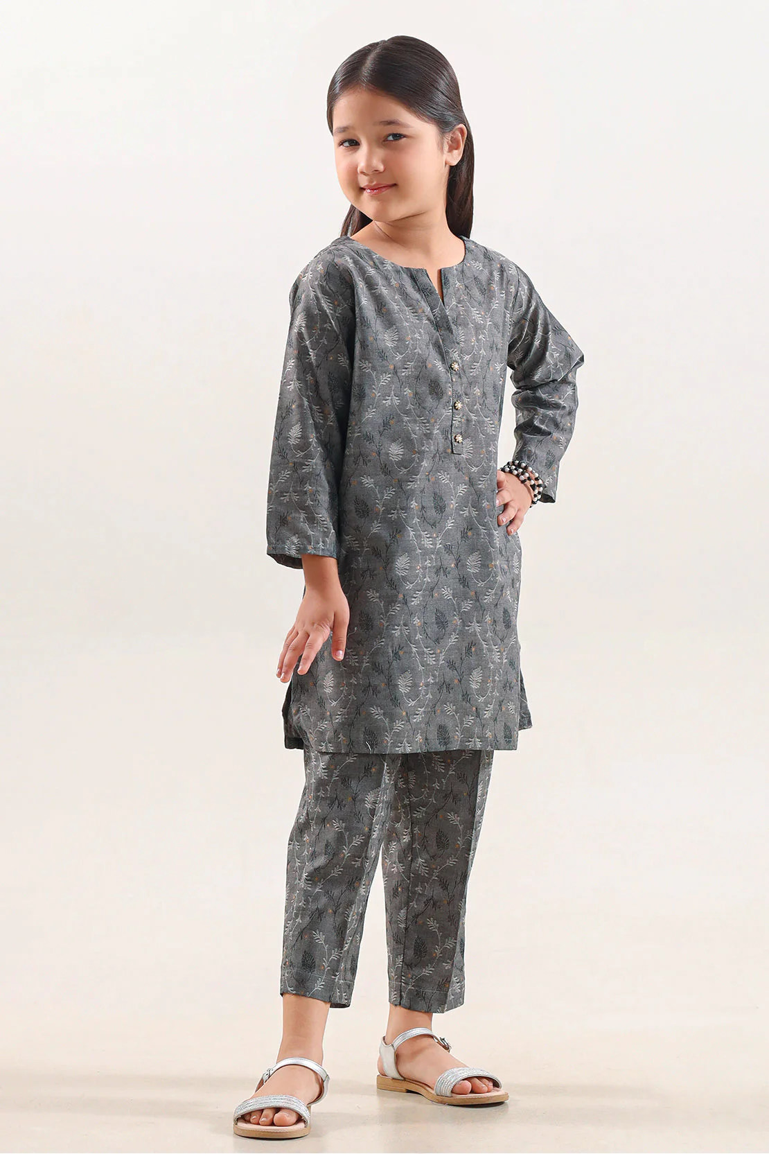 Stitched Cotton Jacquard 2 Piece (Shirt/trouser) For Kids