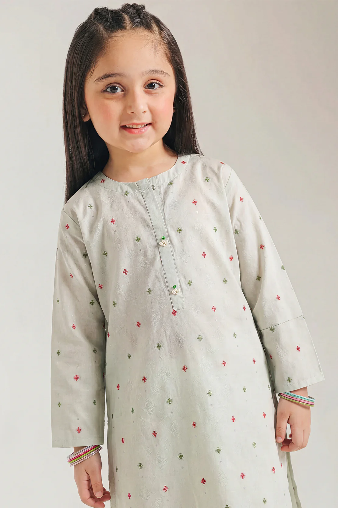 Stitched Cotton Jacquard 2 Piece (Shirt/trouser) For Kids - Image 2