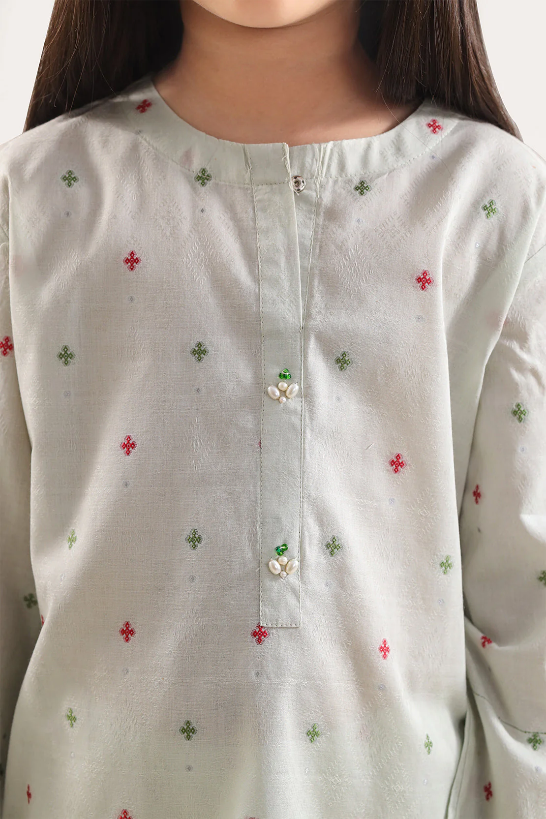 Stitched Cotton Jacquard 2 Piece (Shirt/trouser) For Kids - Image 3