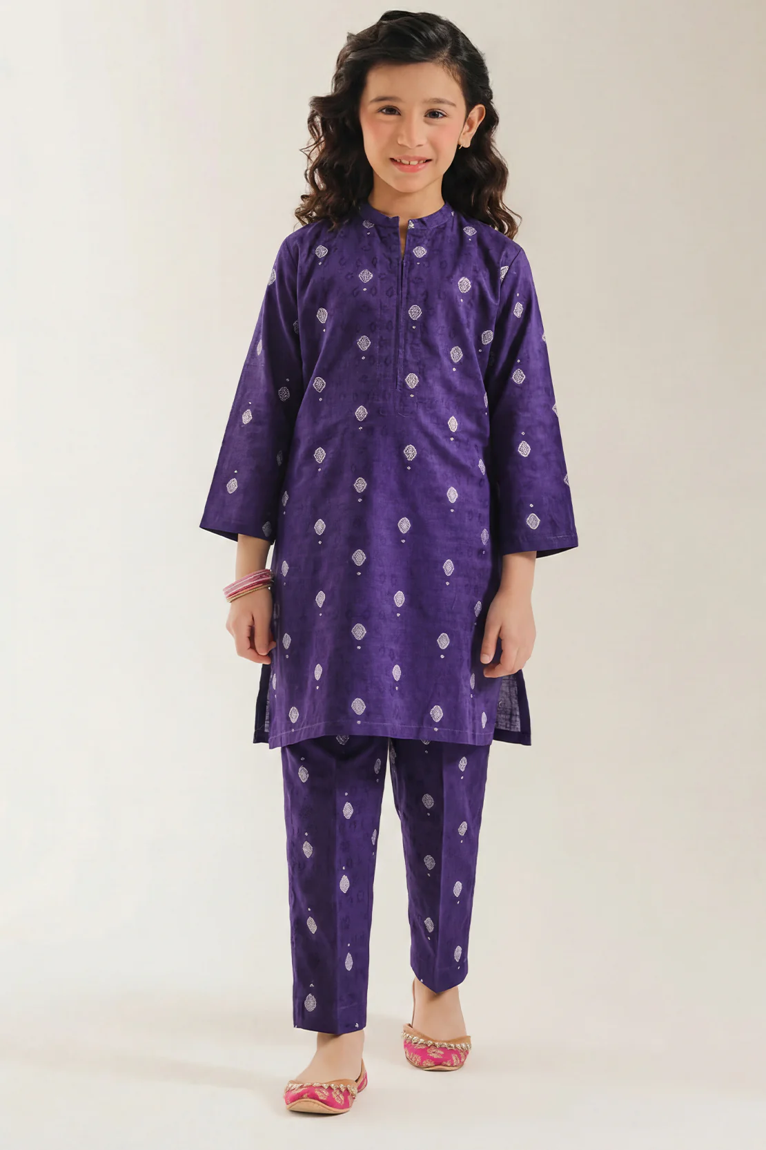 Stitched Cotton Jacquard 2 Piece (Shirt/trouser) For Kids
