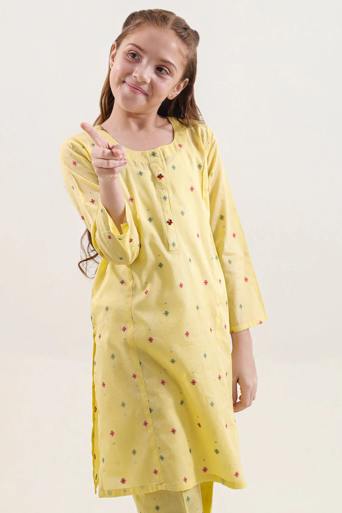 Stitched Cotton Jacquard 2 Piece (Shirt/trouser) For Kids - Image 2