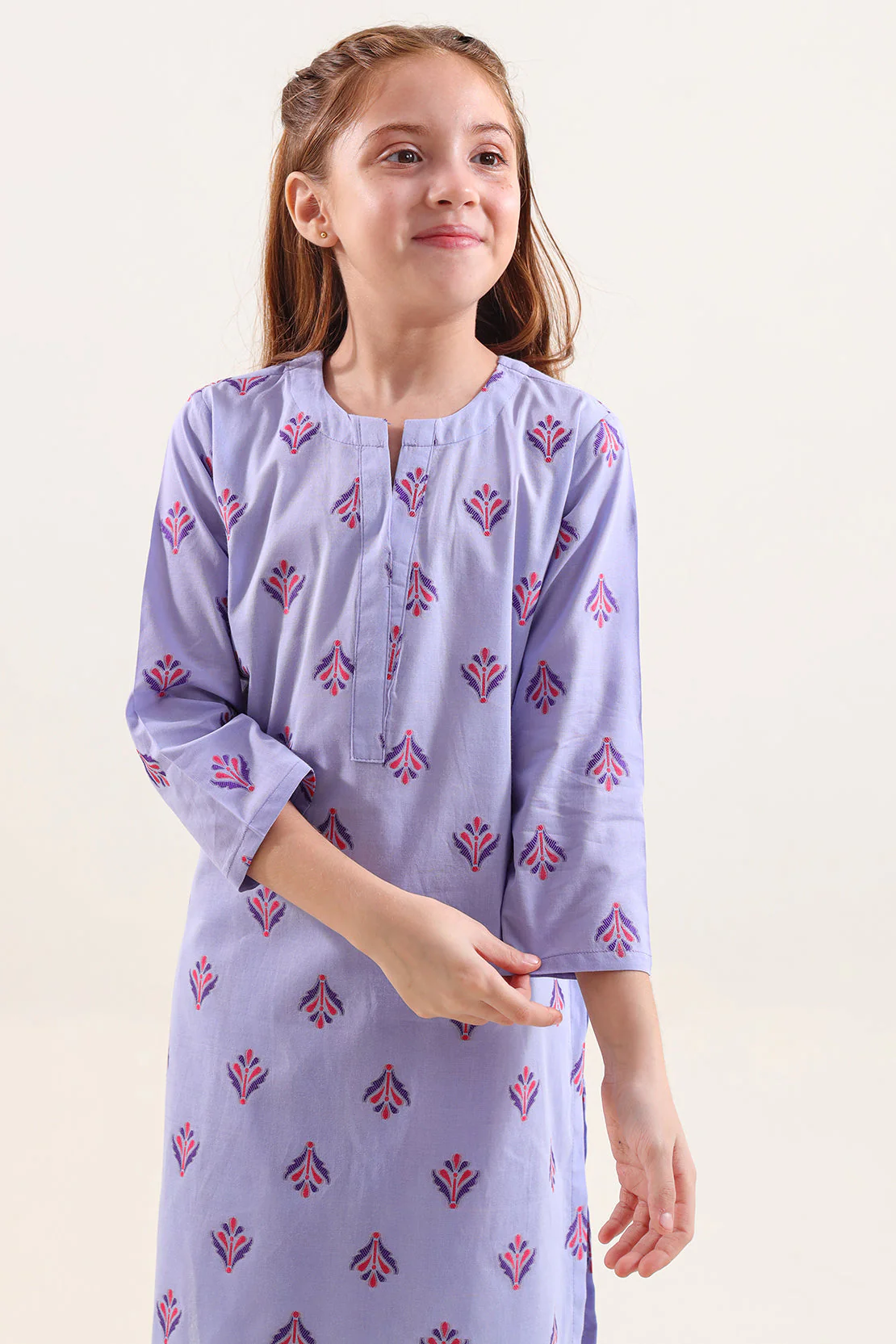 Stitched Cotton Jacquard 2 Piece (Shirt/trouser) For Kids - Image 2