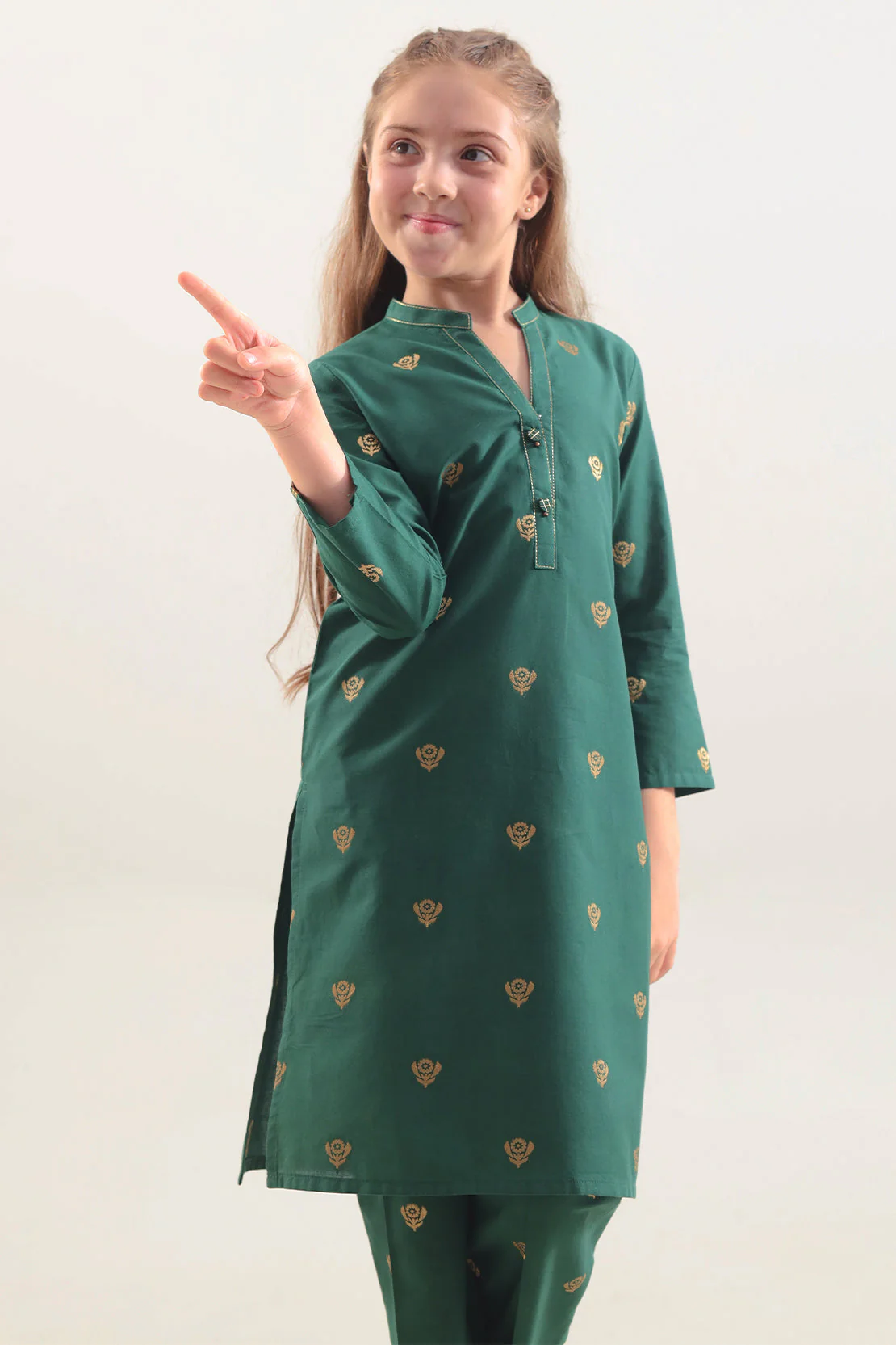Stitched Cotton Jacquard 2 Piece (Shirt/trouser) For Kids - Image 2