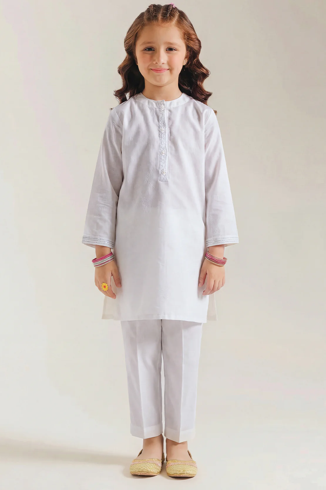Stitched Cotton Jacquard 2 Piece (Shirt/trouser) For Kids