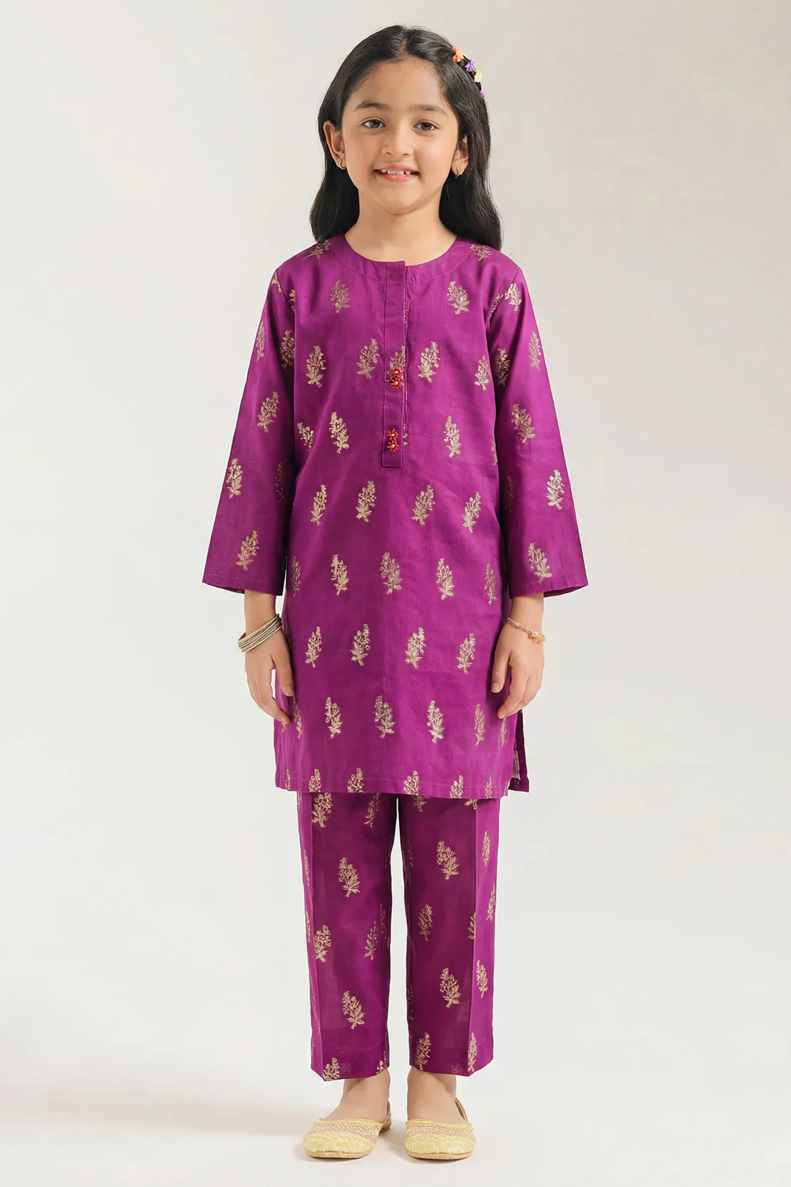 Stitched Cotton Jacquard 2 Piece (Shirt/trouser) For Kids