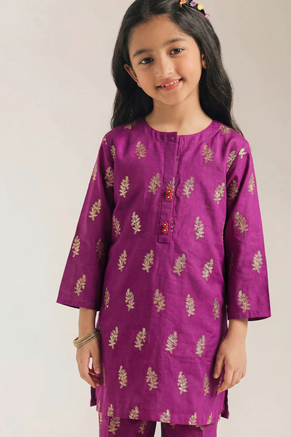 Stitched Cotton Jacquard 2 Piece (Shirt/trouser) For Kids - Image 2