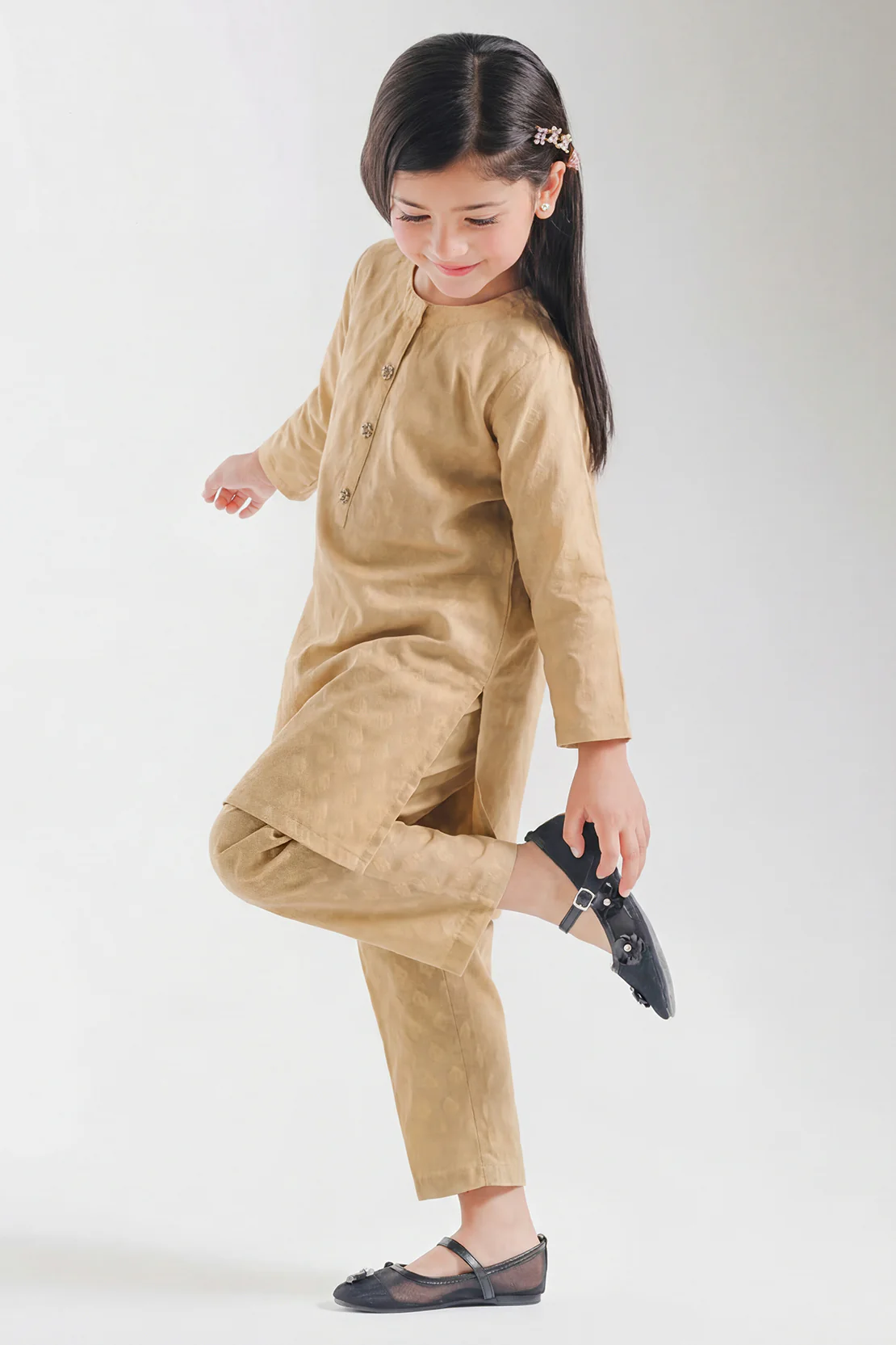 Stitched Cotton Jacquard 2 Piece (Shirt/trouser) For Kids