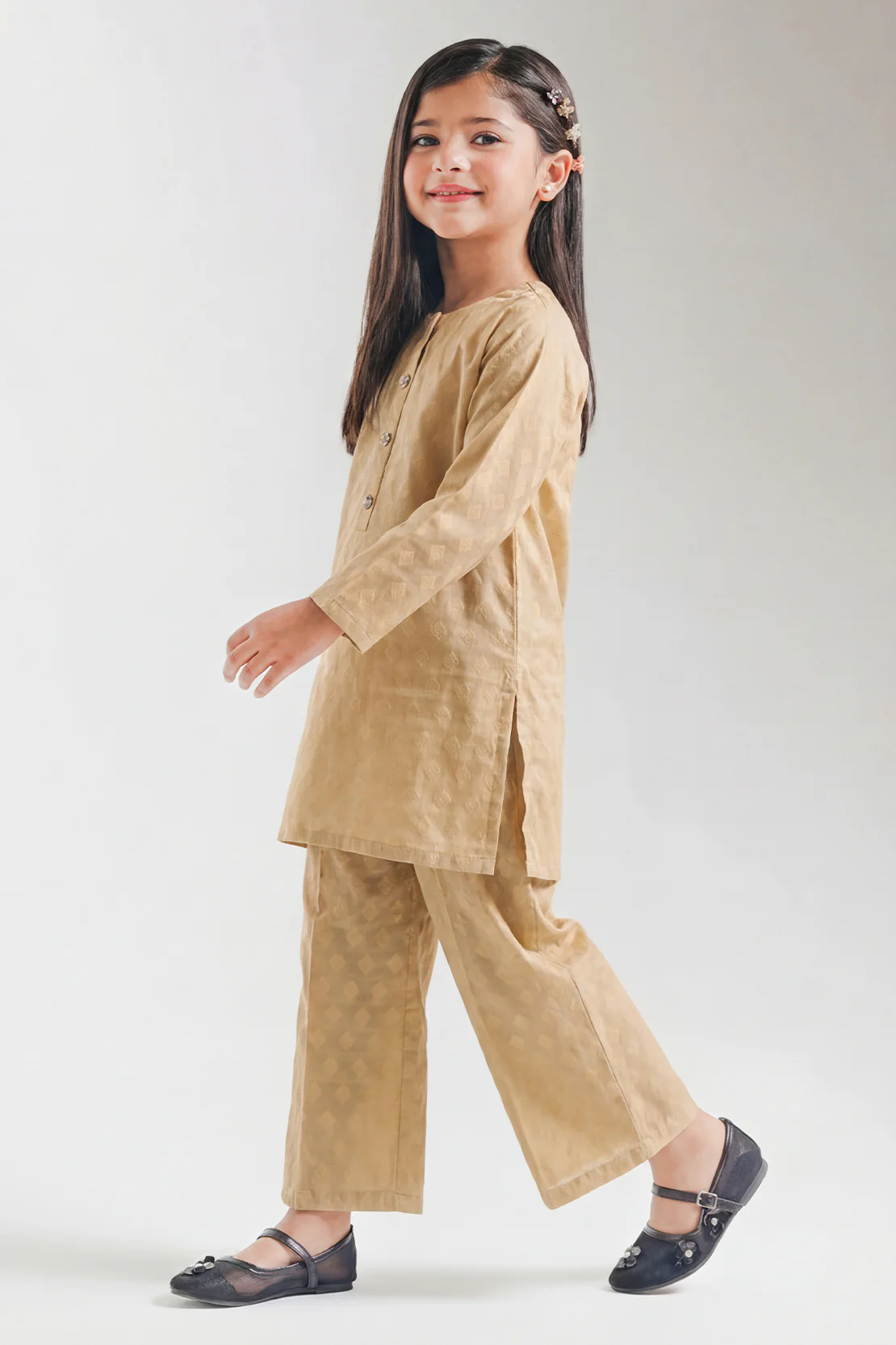 Stitched Cotton Jacquard 2 Piece (Shirt/trouser) For Kids - Image 2