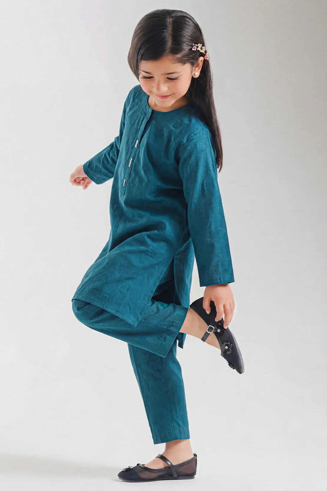 Stitched Cotton Jacquard 2 Piece (Shirt/trouser) For Kids