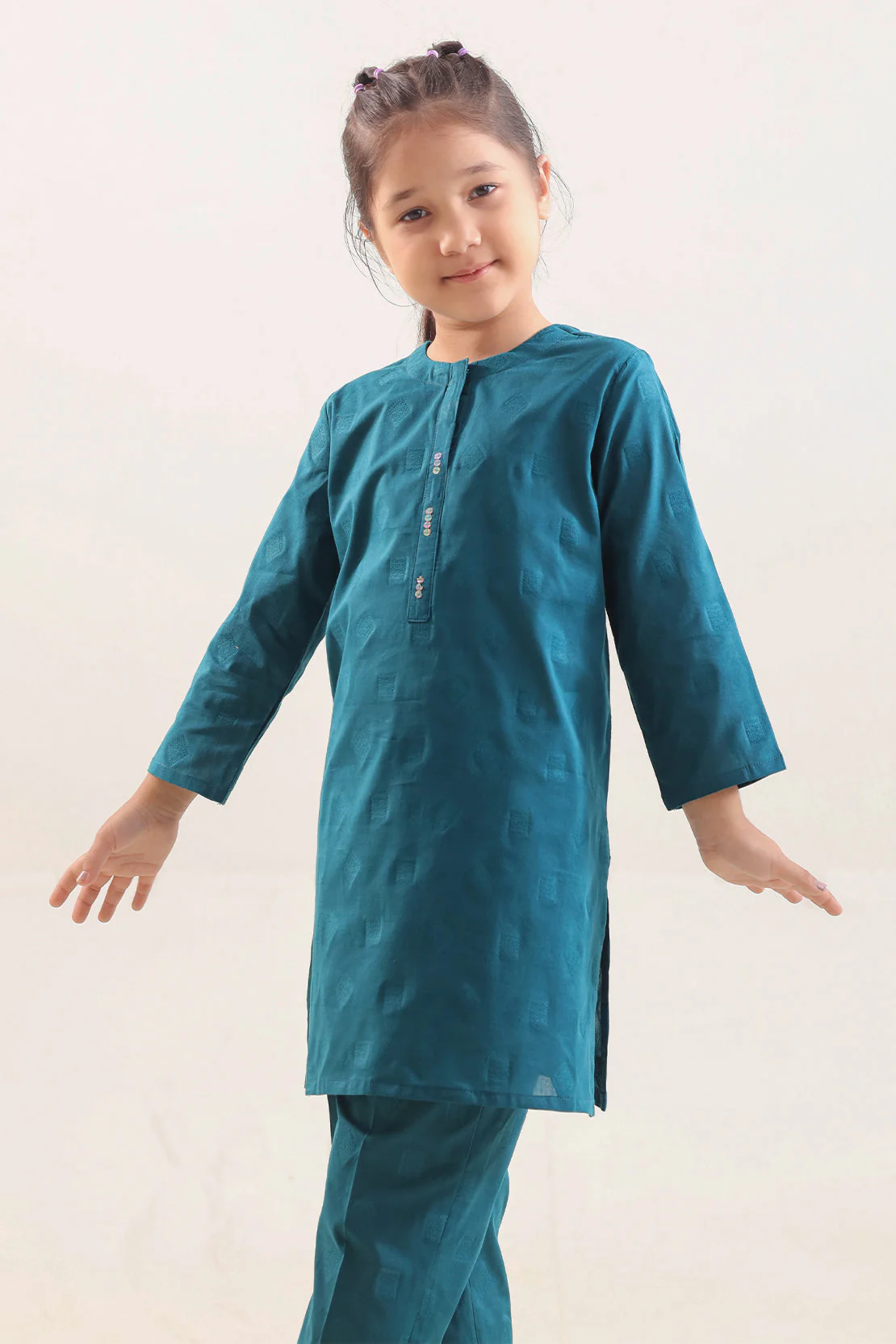 Stitched Cotton Jacquard 2 Piece (Shirt/trouser) For Kids - Image 3