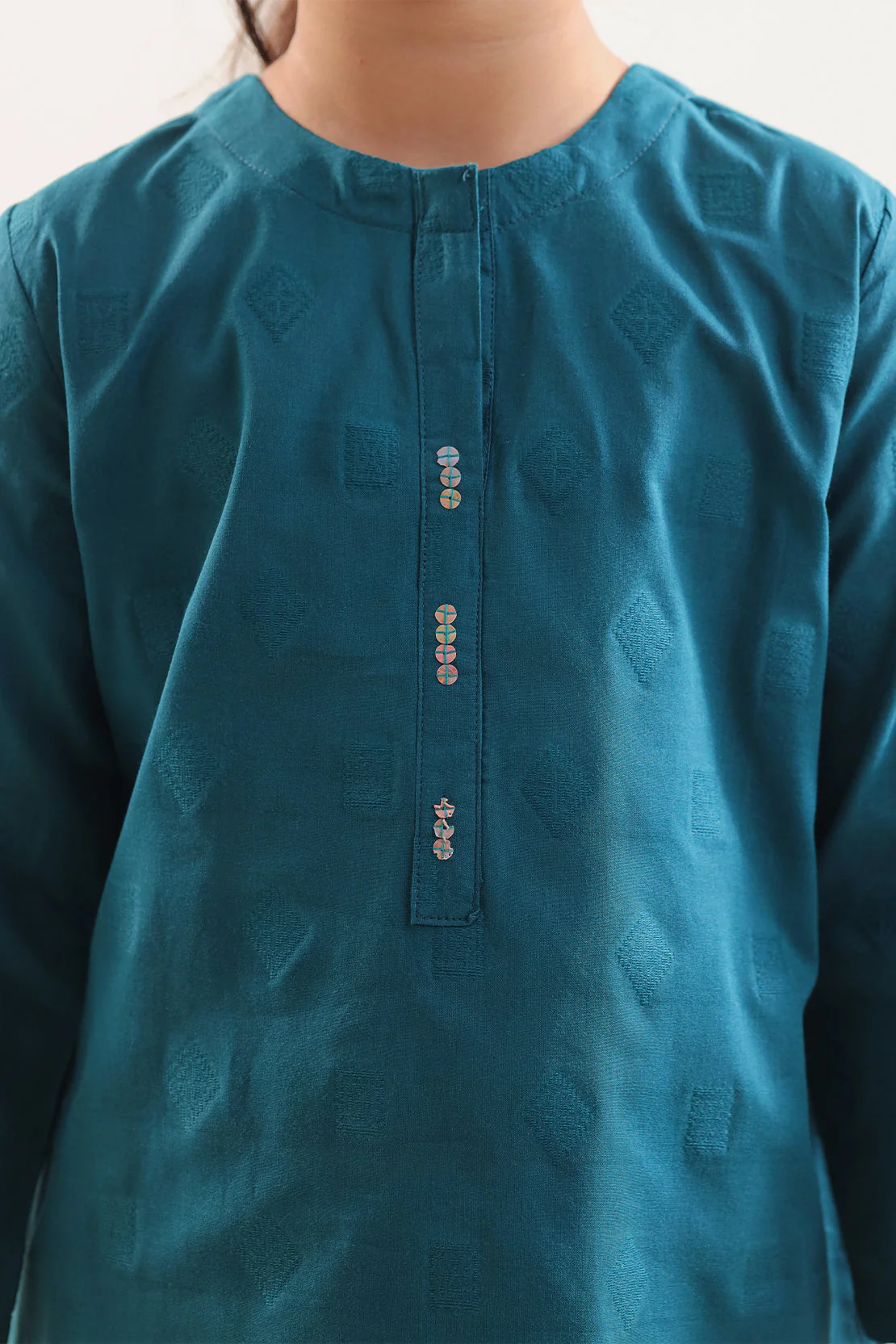 Stitched Cotton Jacquard 2 Piece (Shirt/trouser) For Kids - Image 4