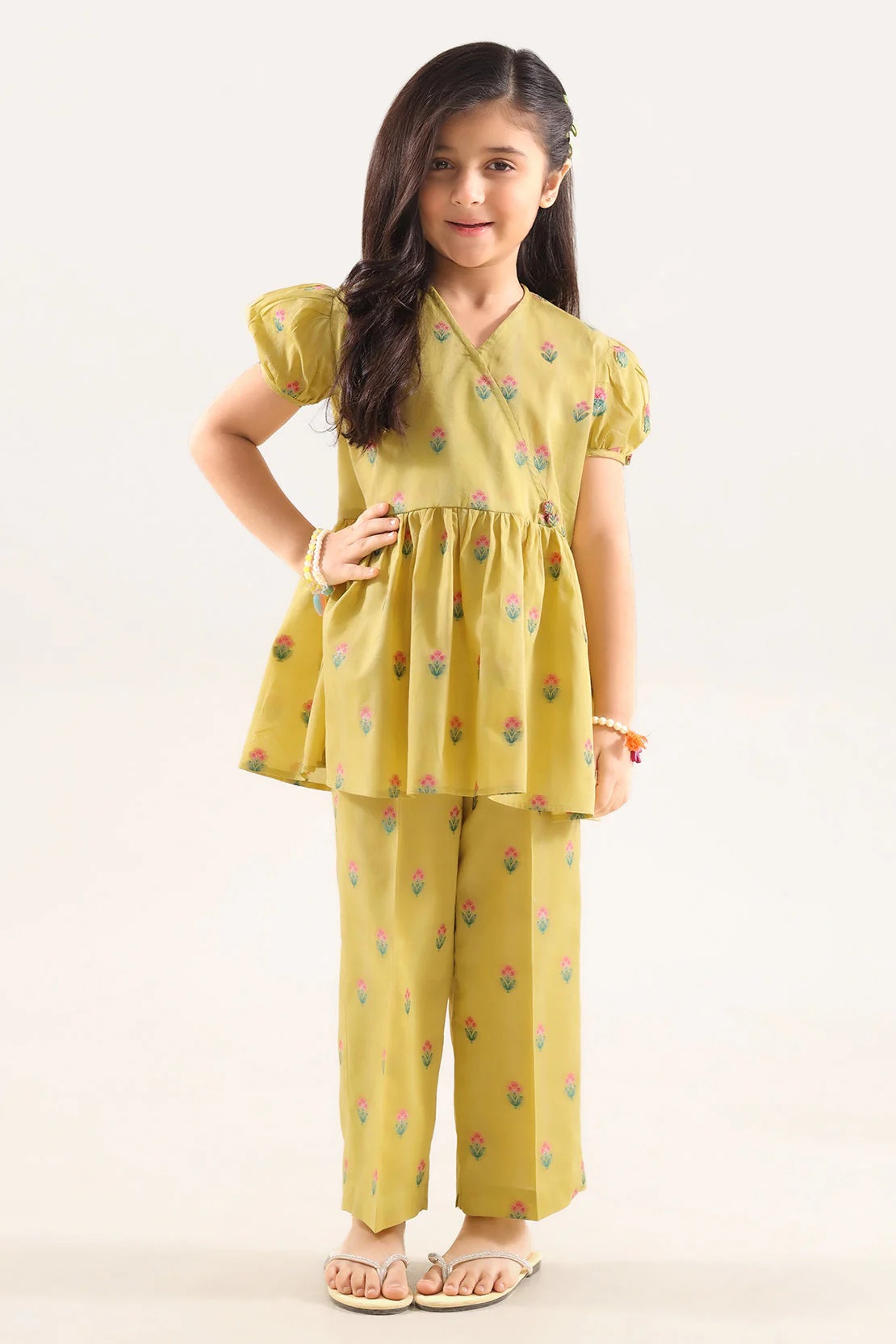Stitched Cotton Jacquard 2 Piece (Shirt/trouser) For Kids