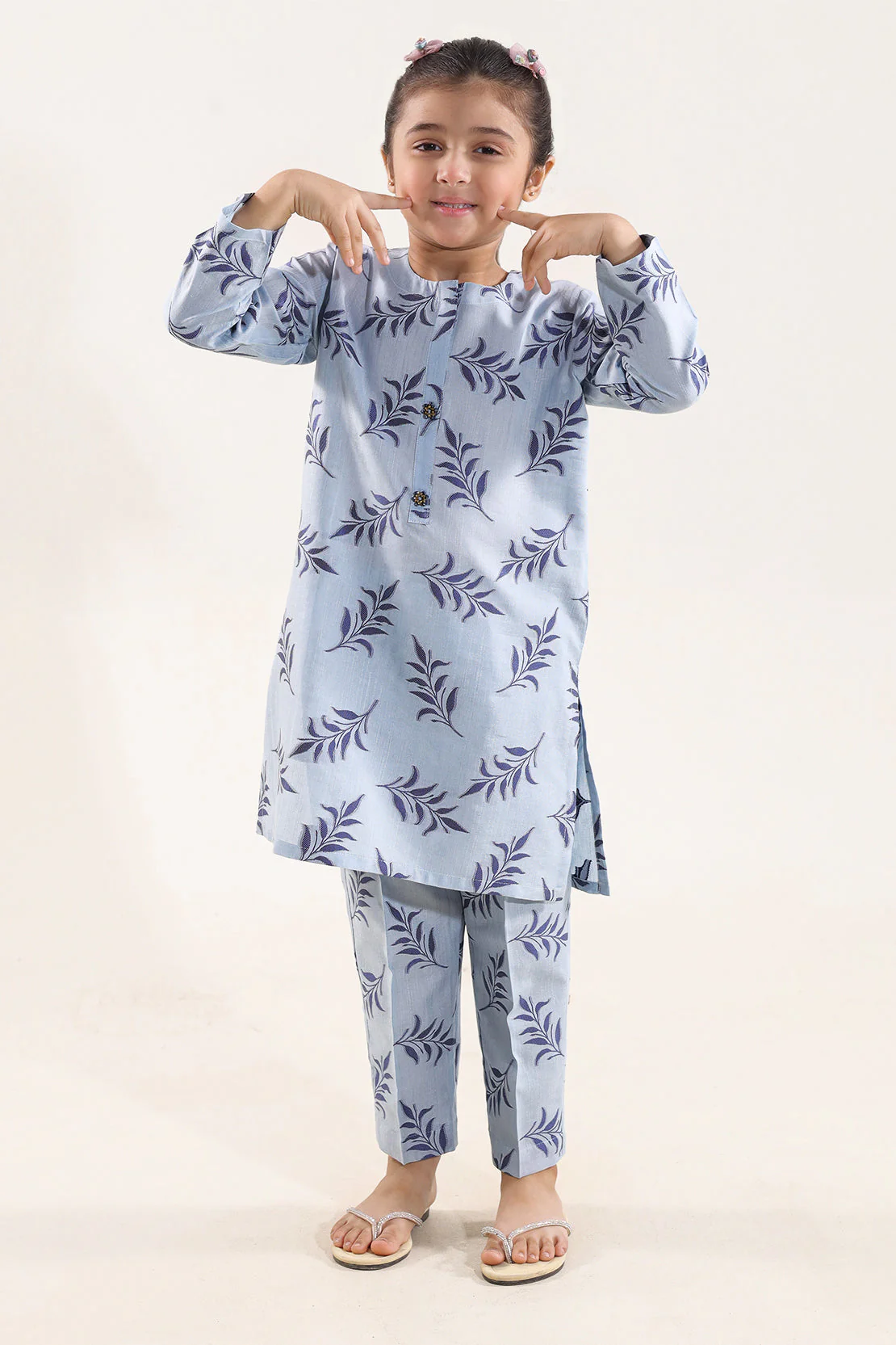 Stitched Cotton Jacquard 2 Piece (Shirt/trouser) For Kids - Image 4