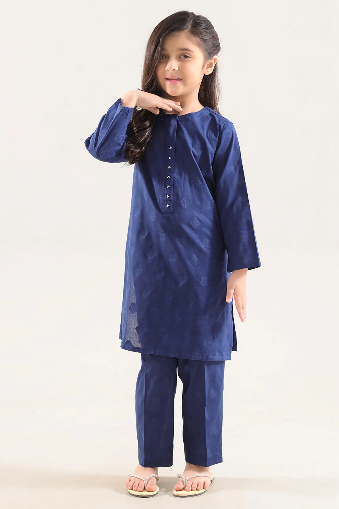 Stitched Cotton Jacquard 2 Piece (Shirt/trouser) For Kids
