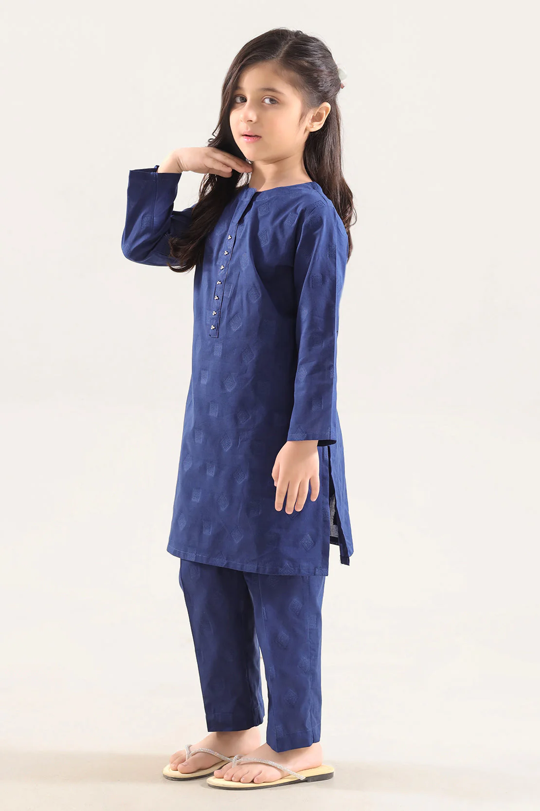 Stitched Cotton Jacquard 2 Piece (Shirt/trouser) For Kids - Image 3