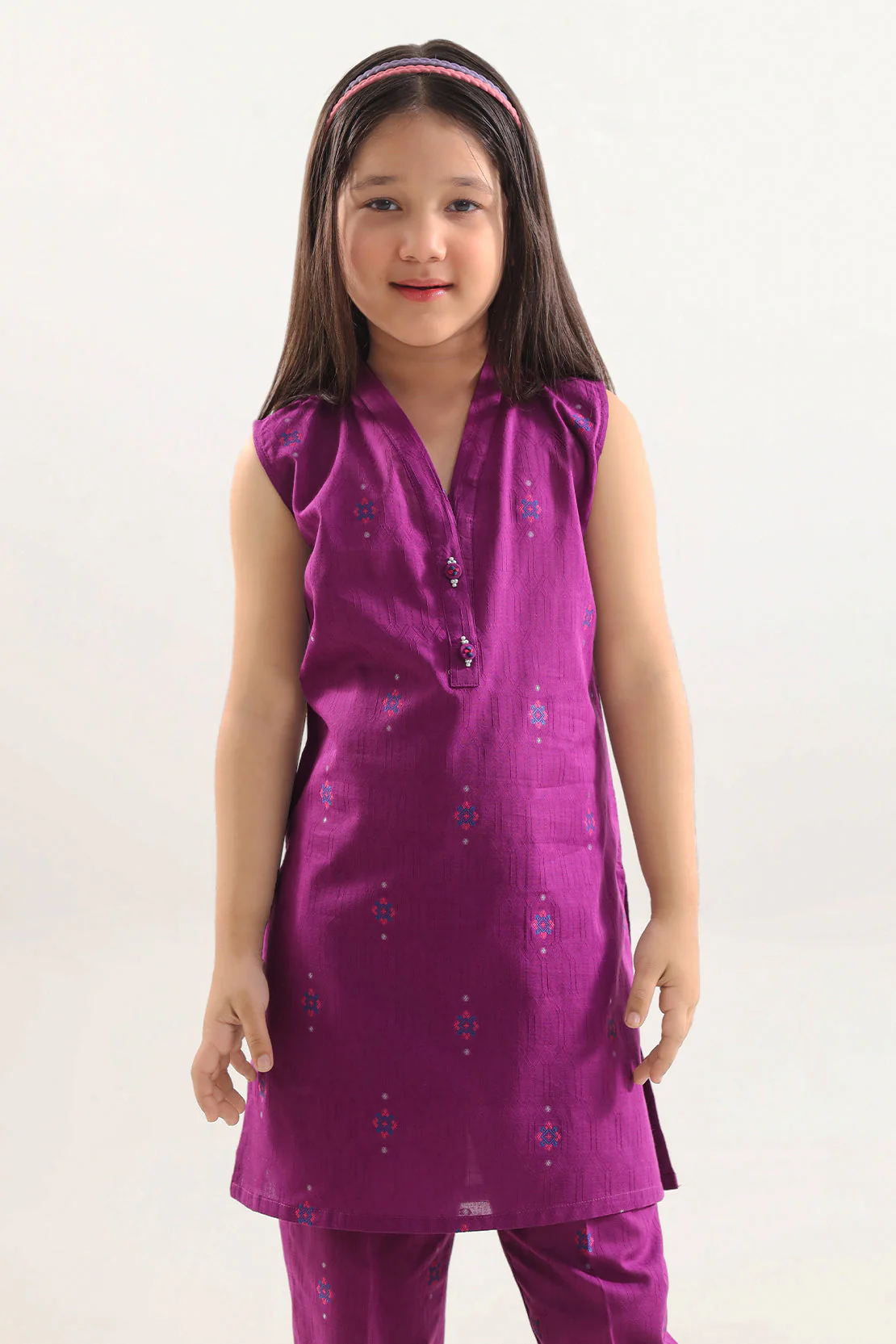 Stitched Cotton Jacquard 2 Piece (Shirt/trouser) For Kids - Image 2