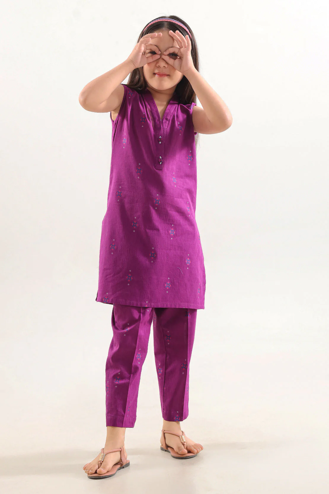 Stitched Cotton Jacquard 2 Piece (Shirt/trouser) For Kids - Image 3