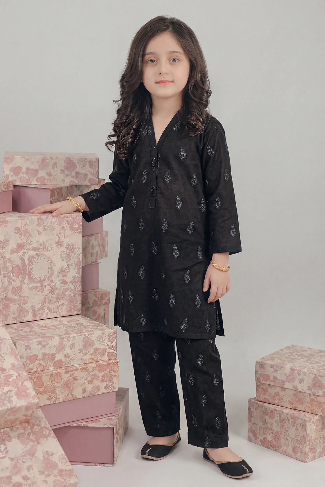 Stitched Cotton Jacquard 2 Piece (Shirt/trouser) For Kids