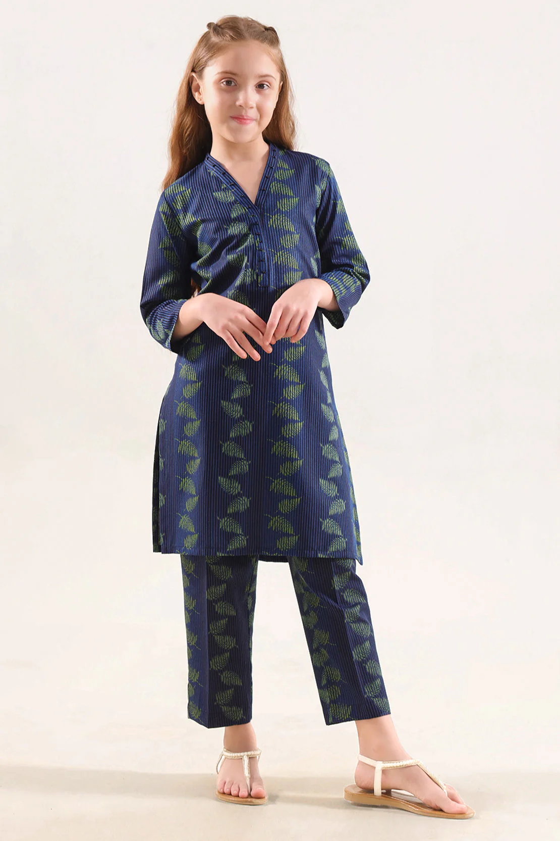 Stitched Cotton Jacquard 2 Piece (Shirt/trouser) For Kids