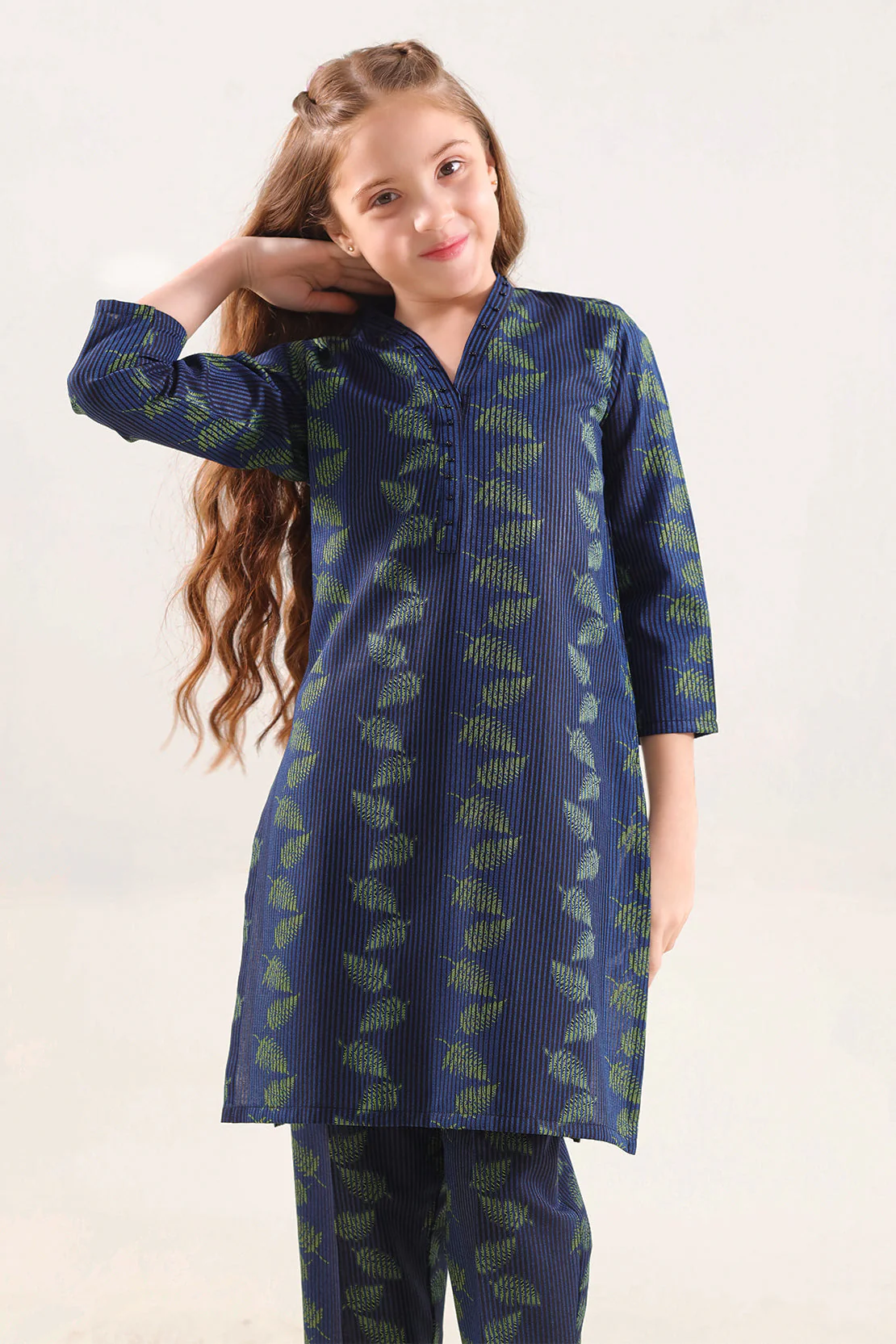 Stitched Cotton Jacquard 2 Piece (Shirt/trouser) For Kids - Image 2
