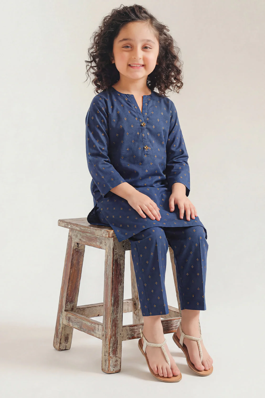 Stitched Cotton Jacquard 2 Piece (Shirt/trouser) For Kids
