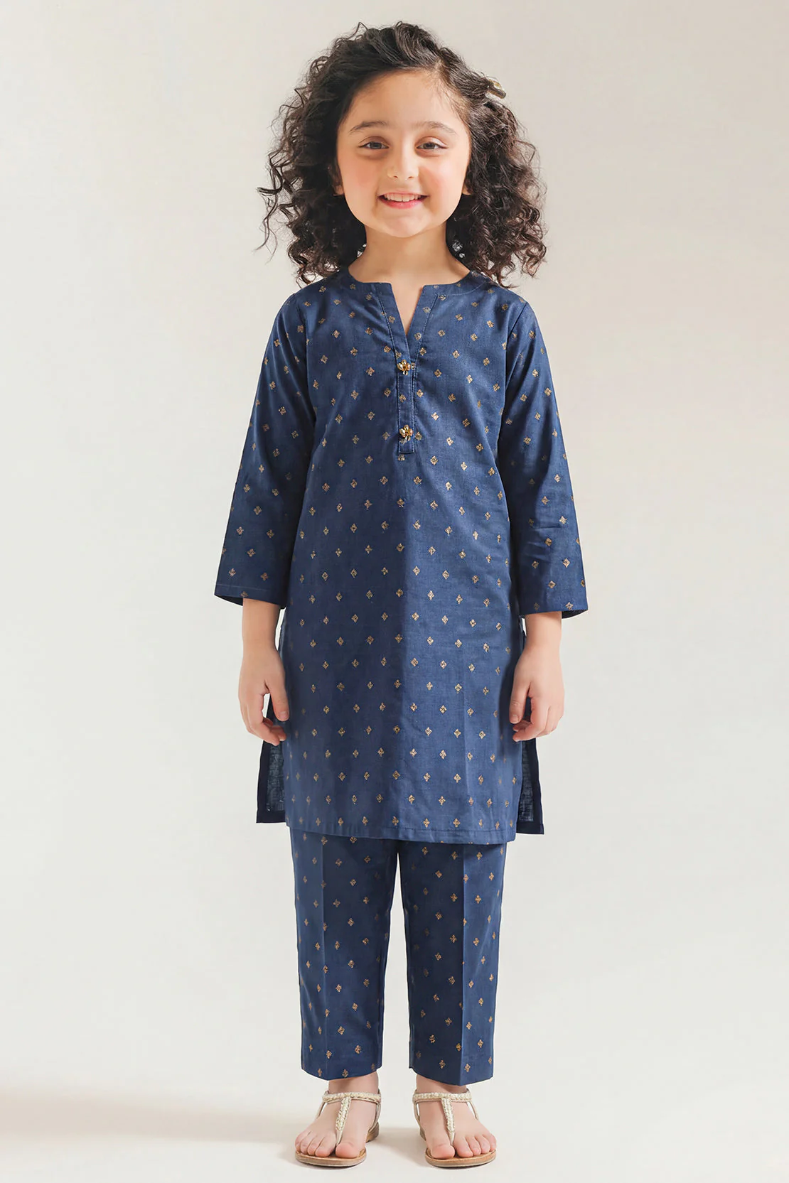 Stitched Cotton Jacquard 2 Piece (Shirt/trouser) For Kids - Image 4