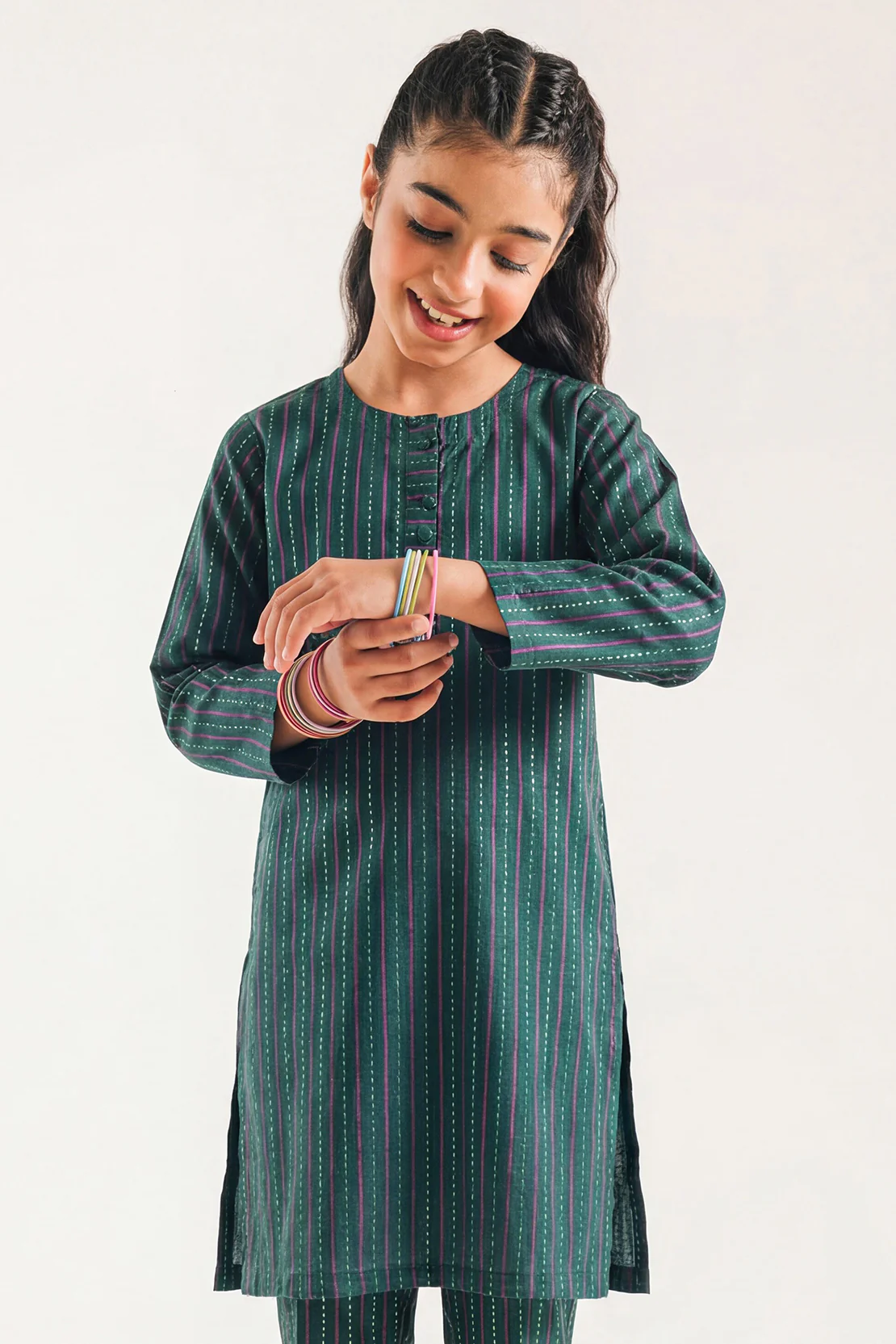 Stitched Cotton Jacquard 2 Piece (Shirt/trouser) For Kids - Image 2