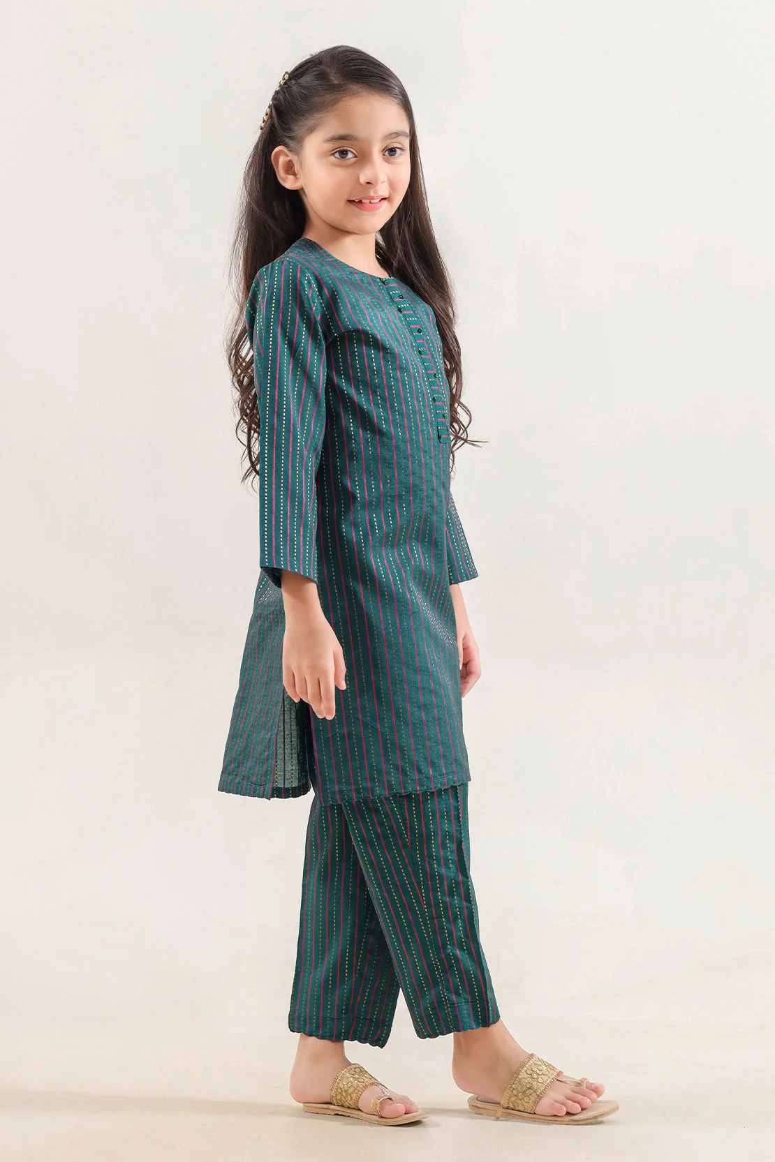 Stitched Cotton Jacquard 2 Piece (Shirt/trouser) For Kids - Image 3