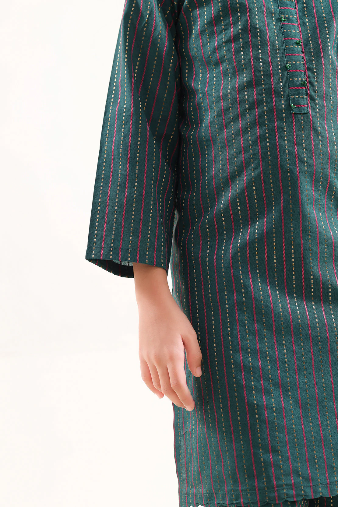 Stitched Cotton Jacquard 2 Piece (Shirt/trouser) For Kids - Image 4