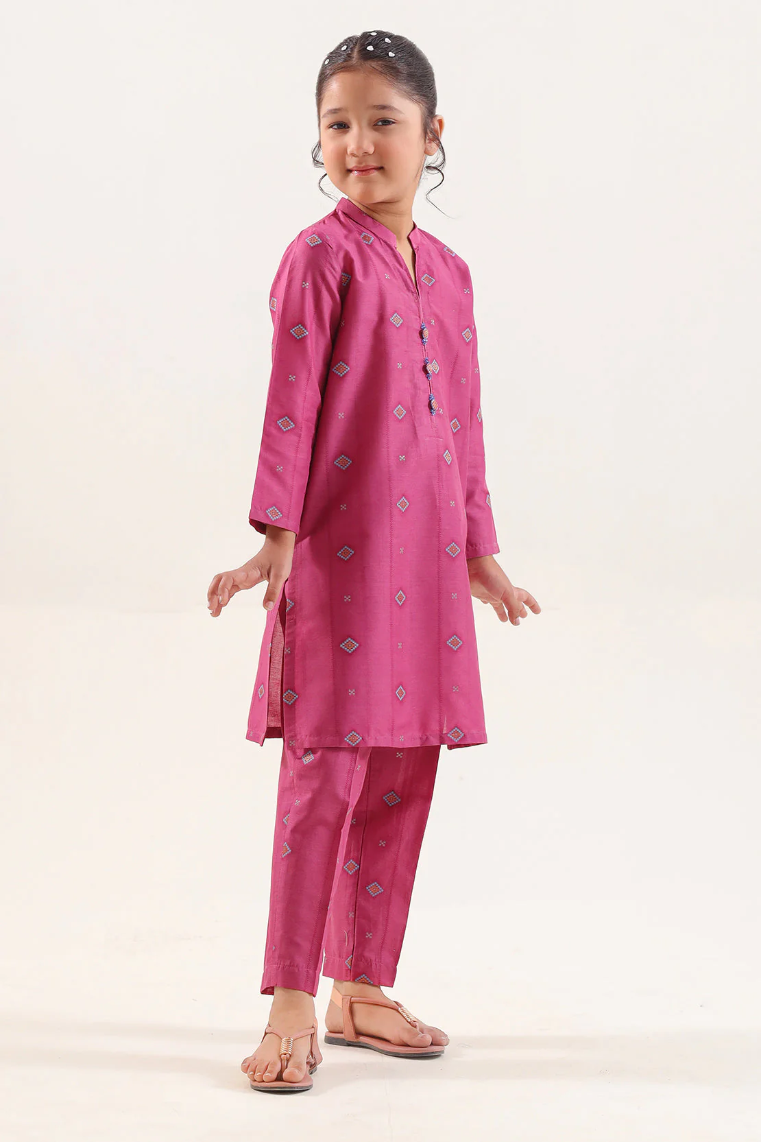 Stitched Cotton Jacquard 2 Piece (Shirt/trouser) For Kids