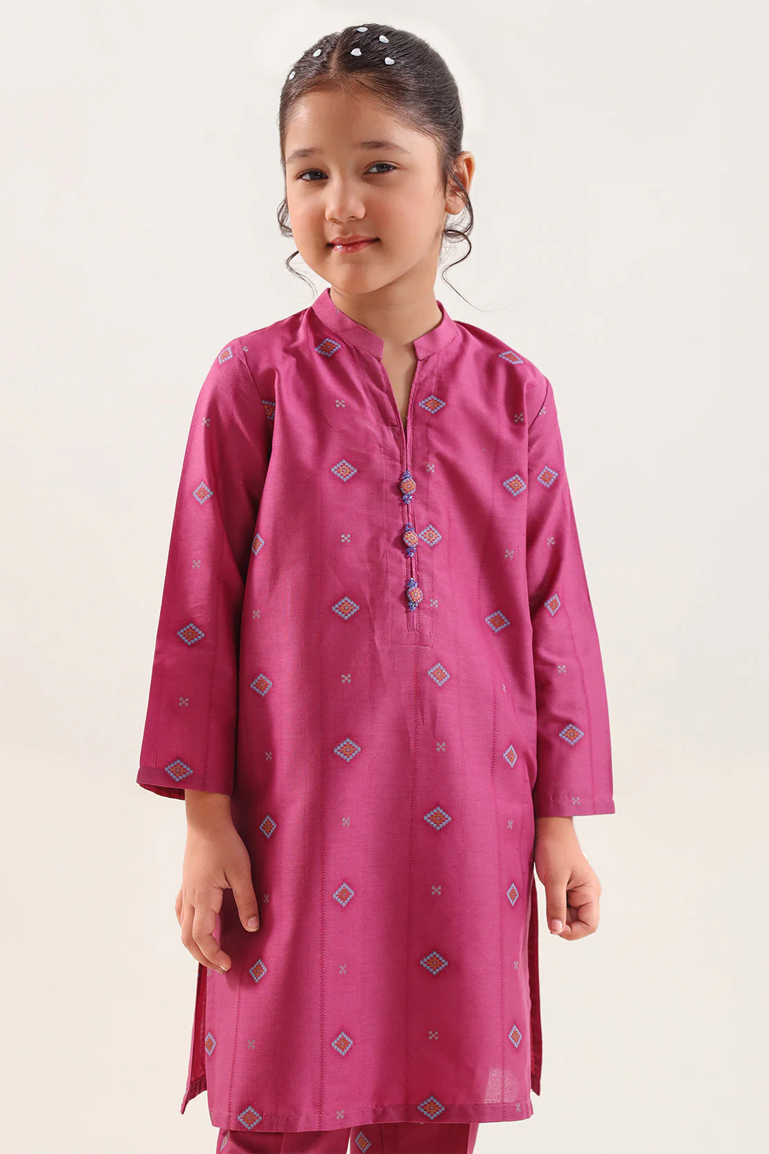 Stitched Cotton Jacquard 2 Piece (Shirt/trouser) For Kids - Image 2