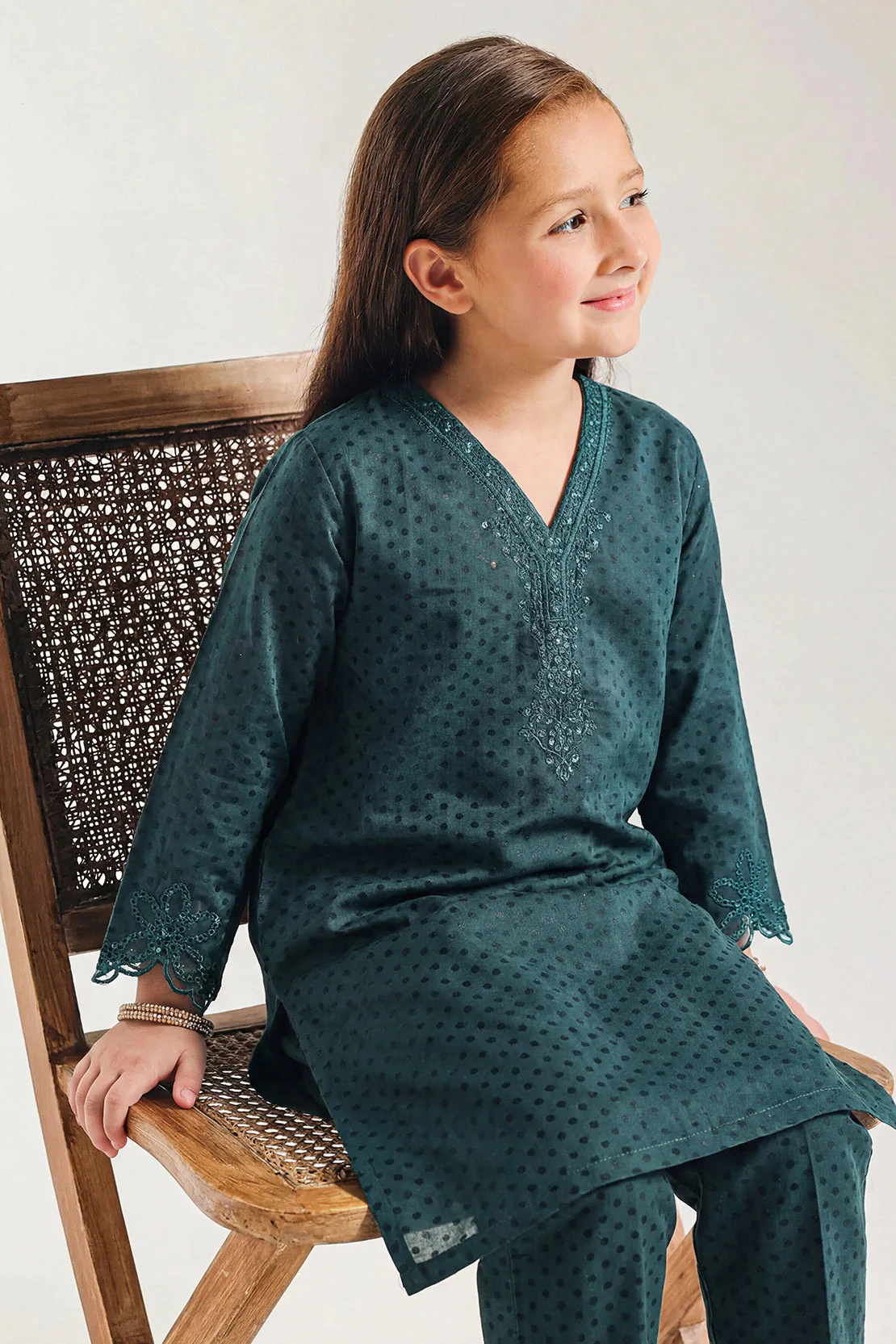 Stitched Cotton Jacquard 2 Piece (Shirt/trouser) For Kids