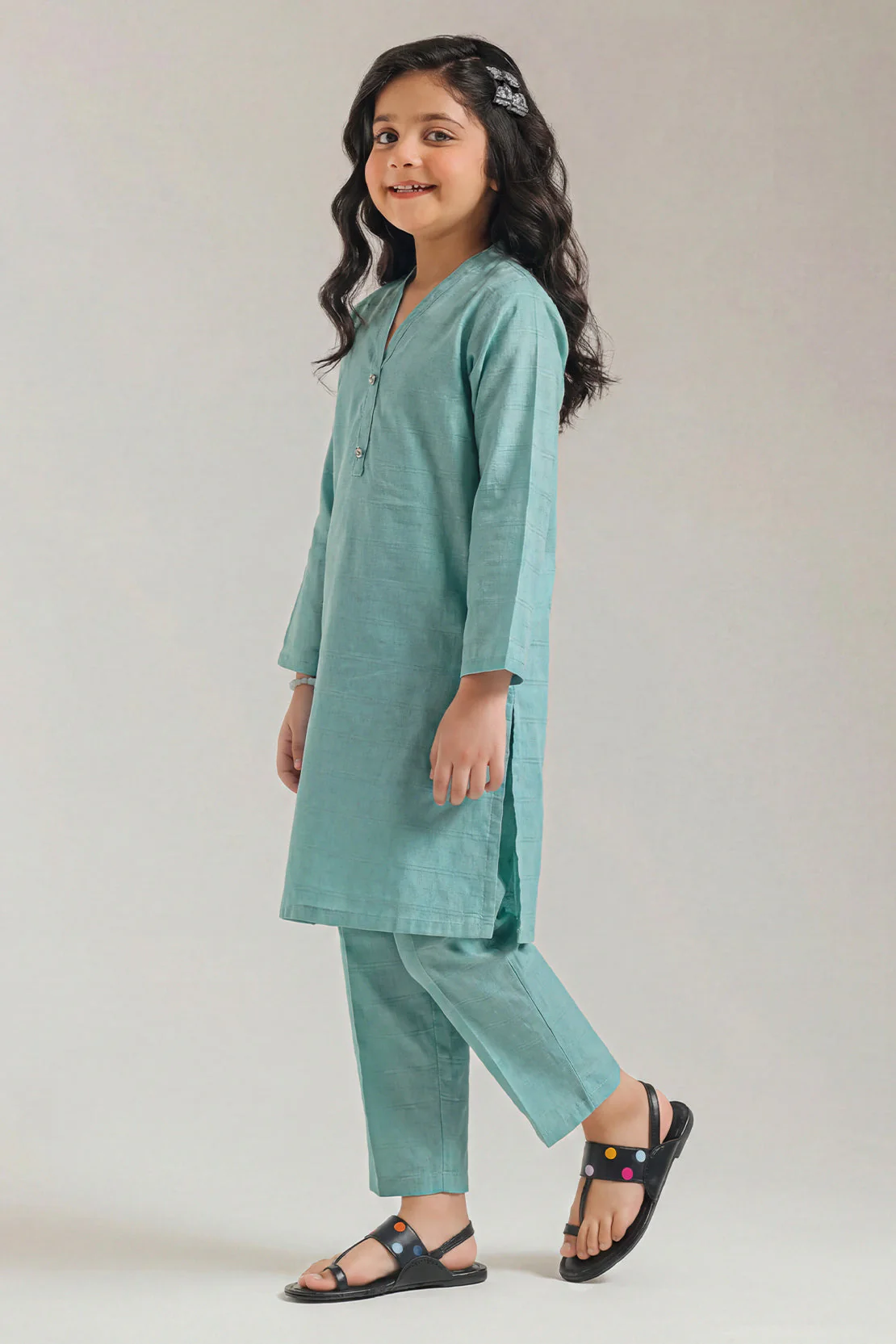 Stitched Cotton Jacquard 2 Piece (Shirt/trouser) For Kids