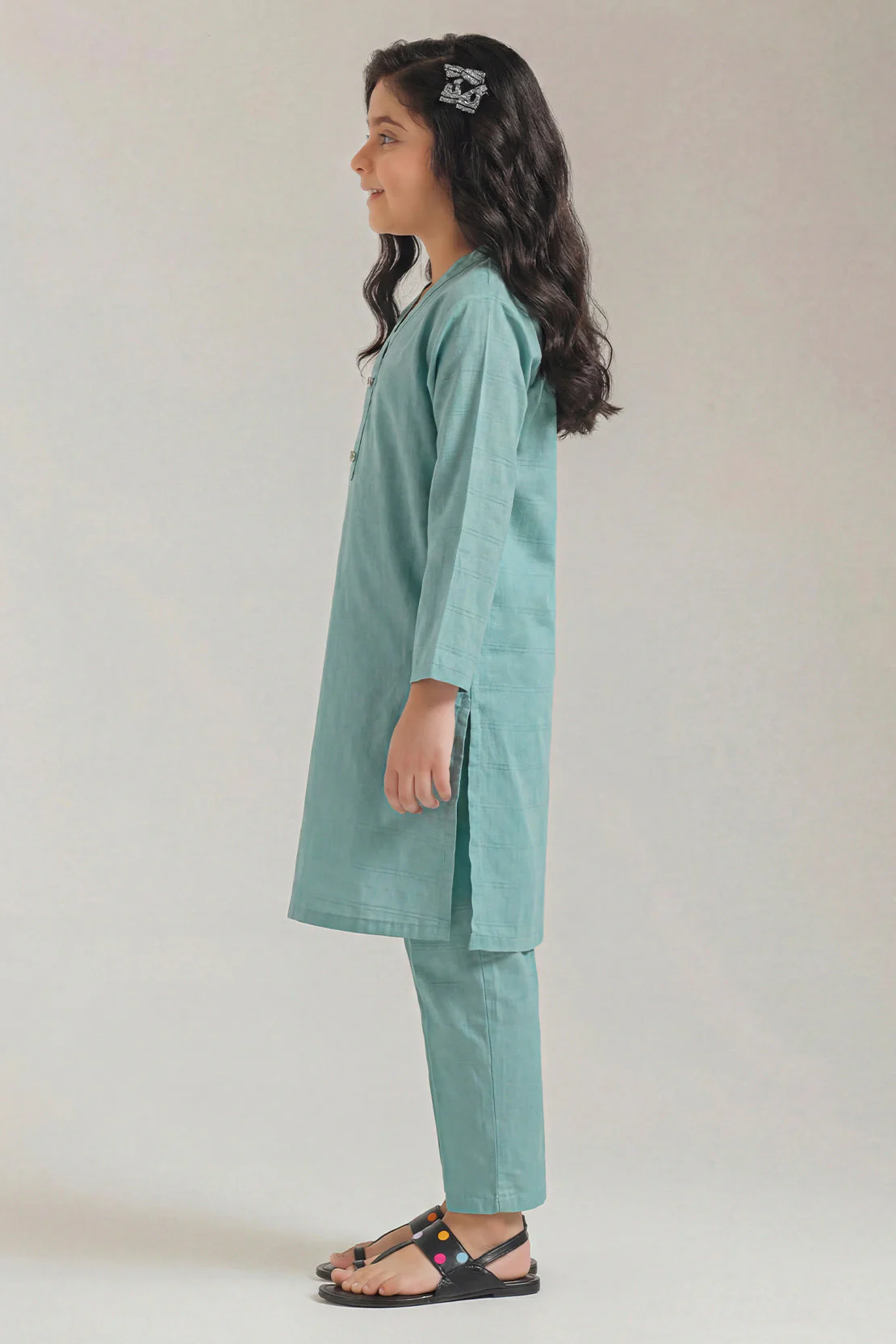 Stitched Cotton Jacquard 2 Piece (Shirt/trouser) For Kids - Image 3