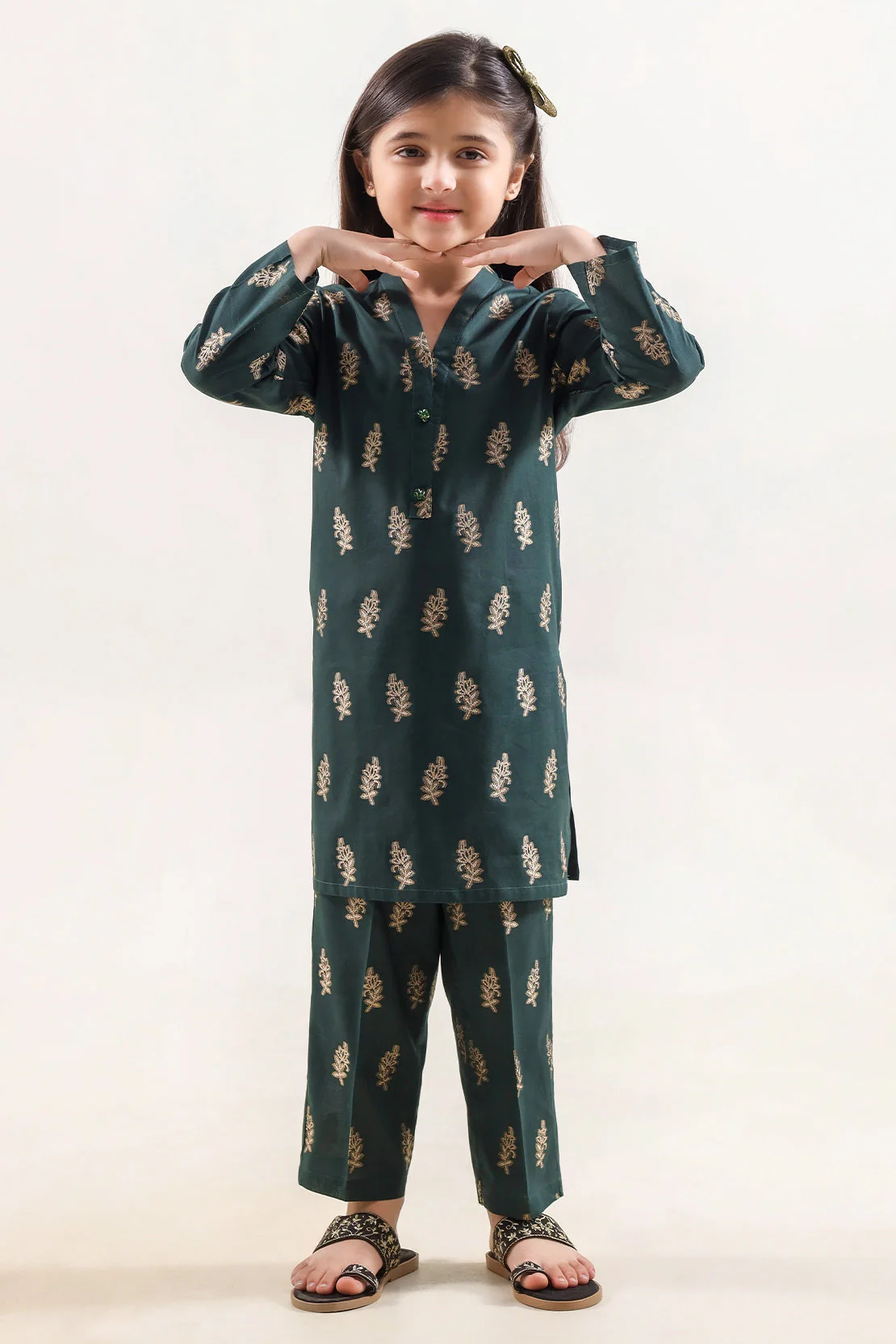 Stitched Cotton Jacquard 2 Piece (Shirt/trouser) For Kids
