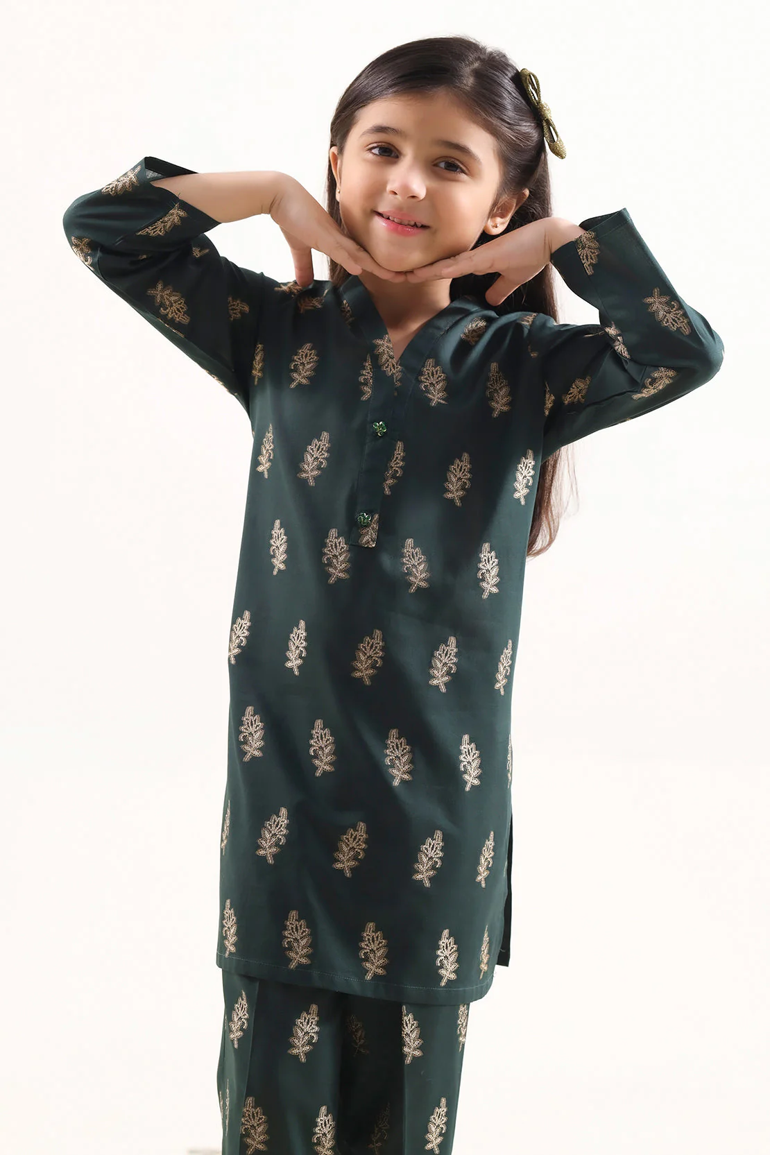 Stitched Cotton Jacquard 2 Piece (Shirt/trouser) For Kids - Image 2