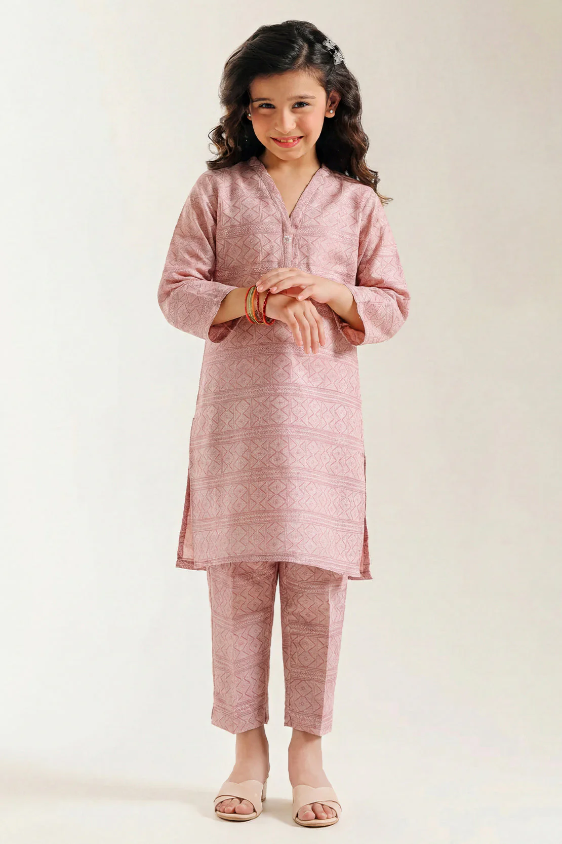 Stitched Cotton Jacquard 2 Piece (Shirt/trouser) For Kids