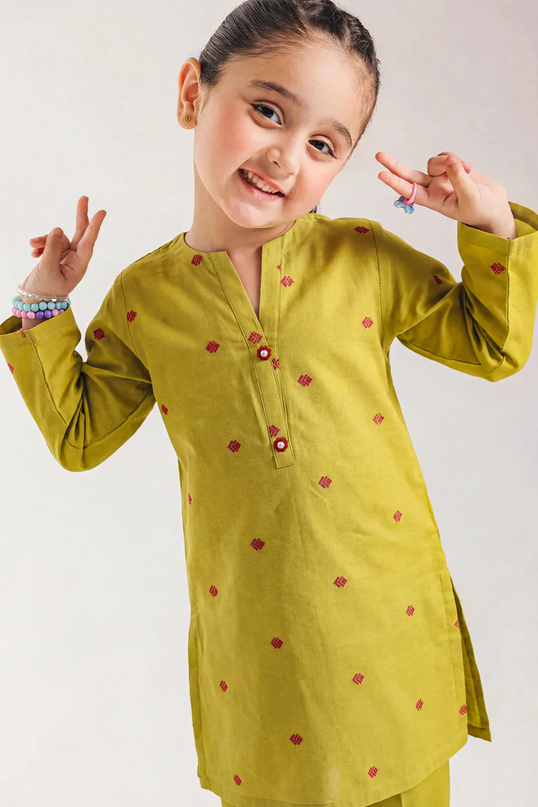 Stitched Cotton Jacquard 2 Piece (Shirt/trouser) For Kids
