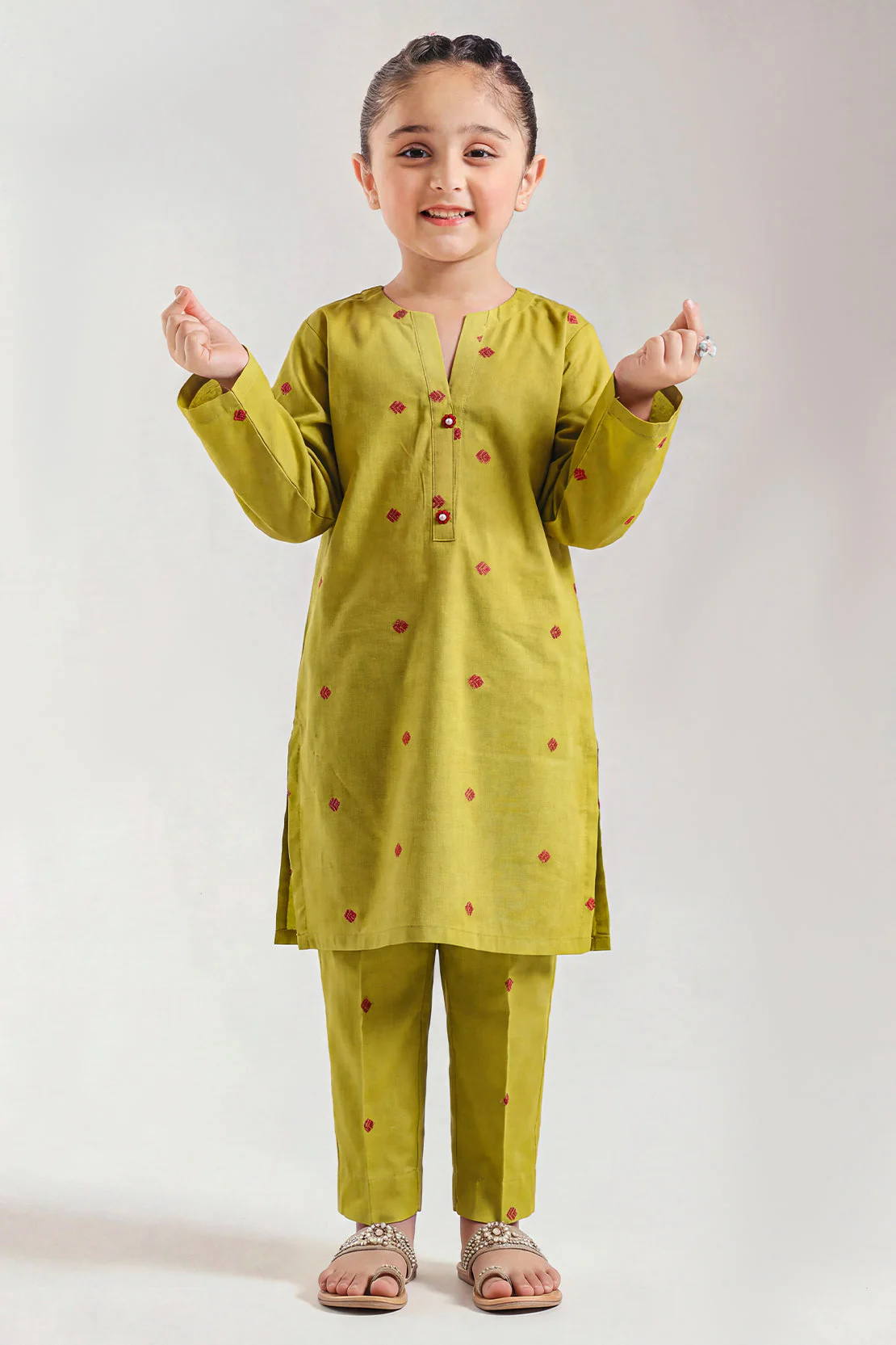 Stitched Cotton Jacquard 2 Piece (Shirt/trouser) For Kids - Image 2