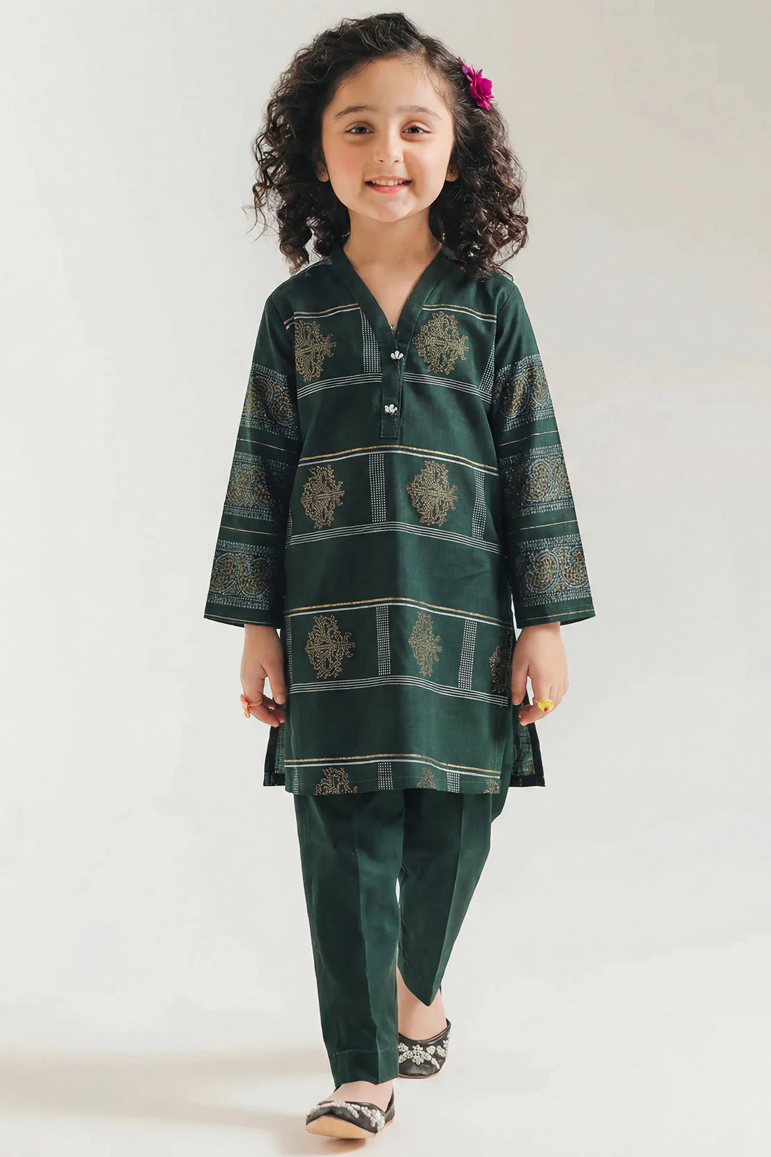 Stitched Cotton Jacquard 2 Piece (Shirt/trouser) For Kids