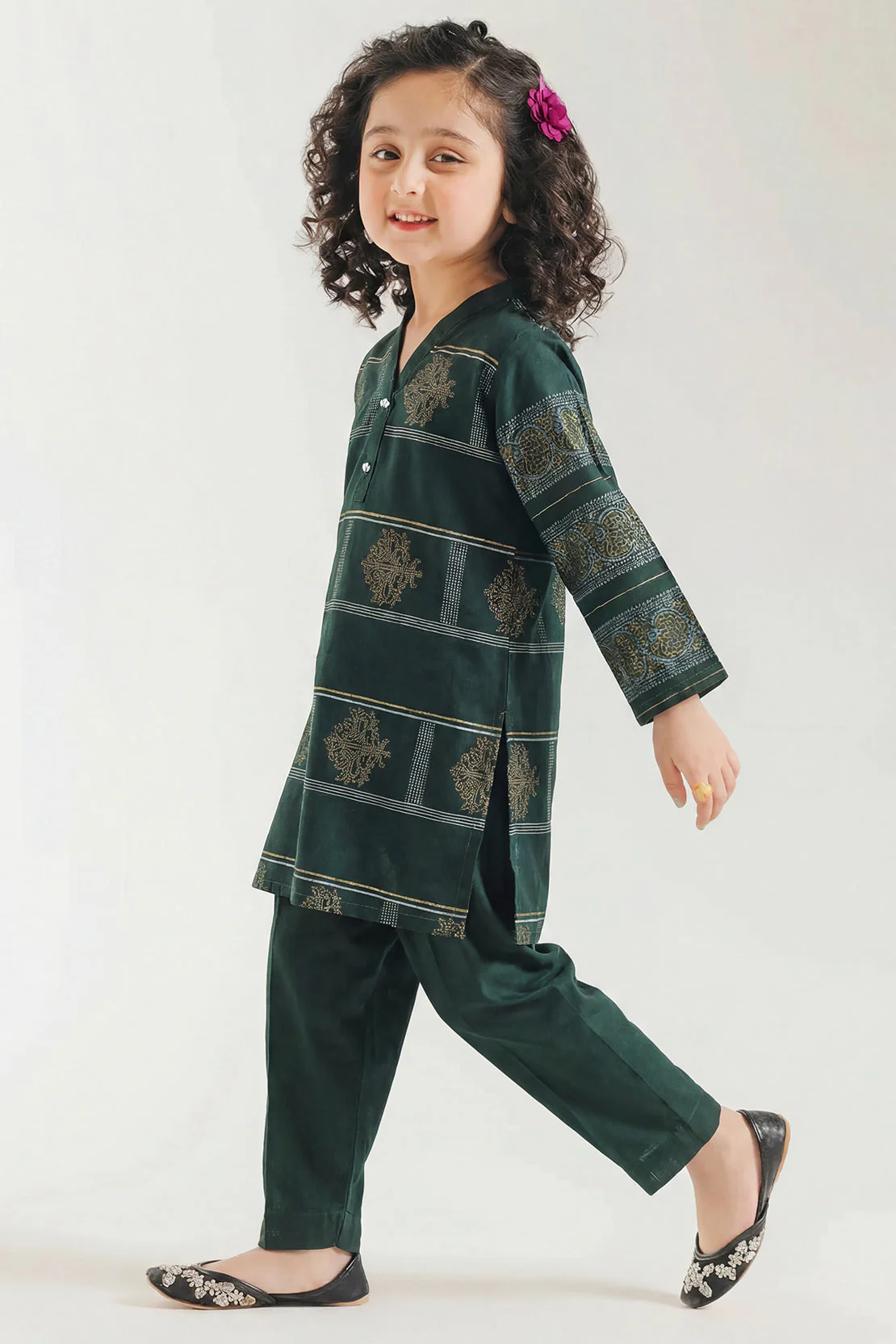 Stitched Cotton Jacquard 2 Piece (Shirt/trouser) For Kids - Image 3