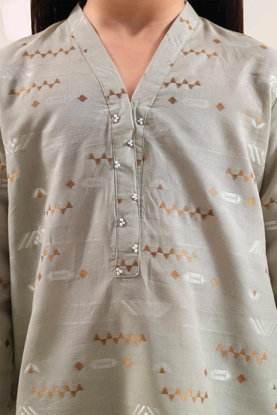 Stitched Cotton Jacquard 2 Piece (Shirt/trouser) For Kids - Image 4