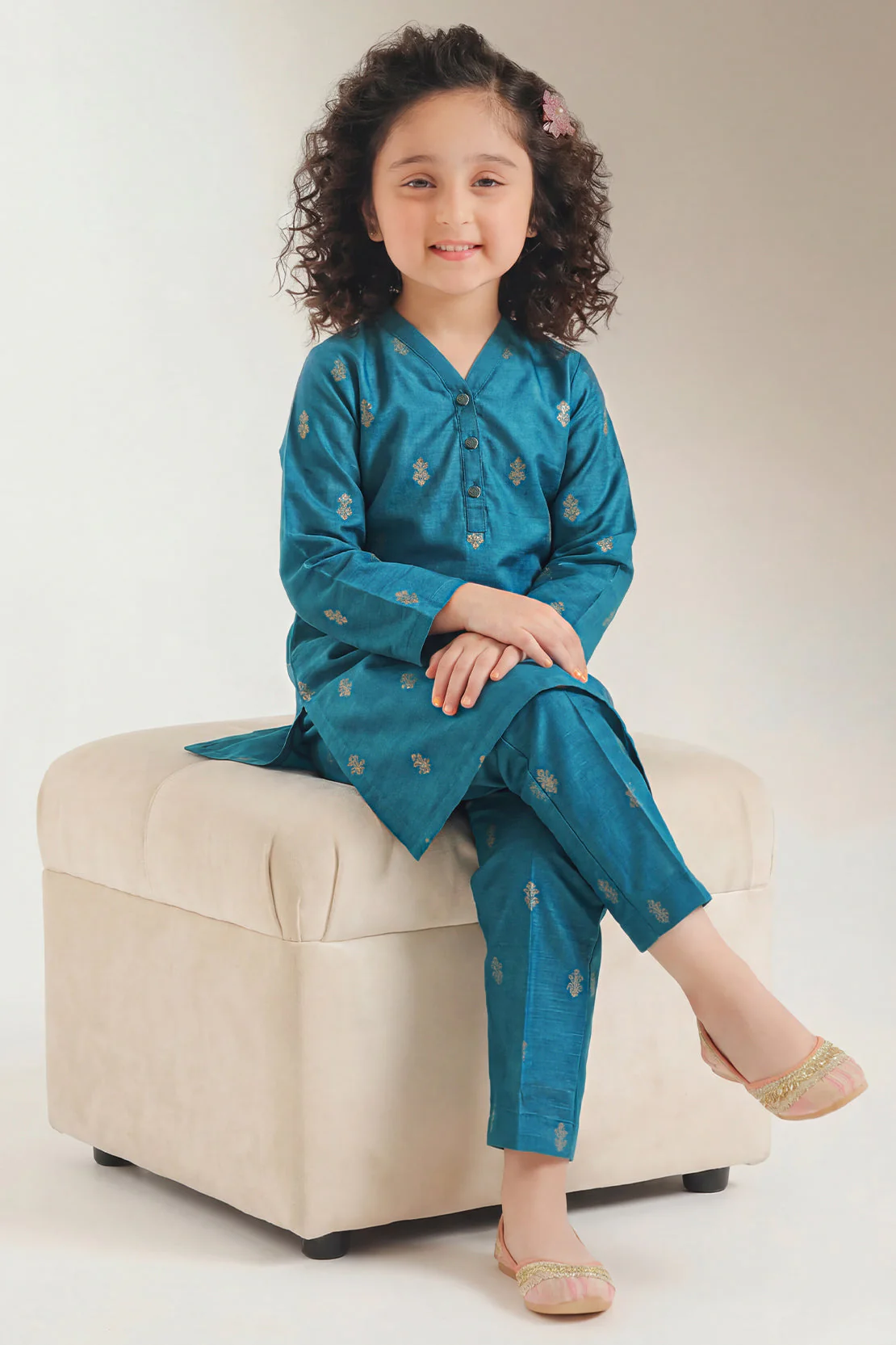 Stitched Cotton Jacquard 2 Piece (Shirt/trouser) For Kids